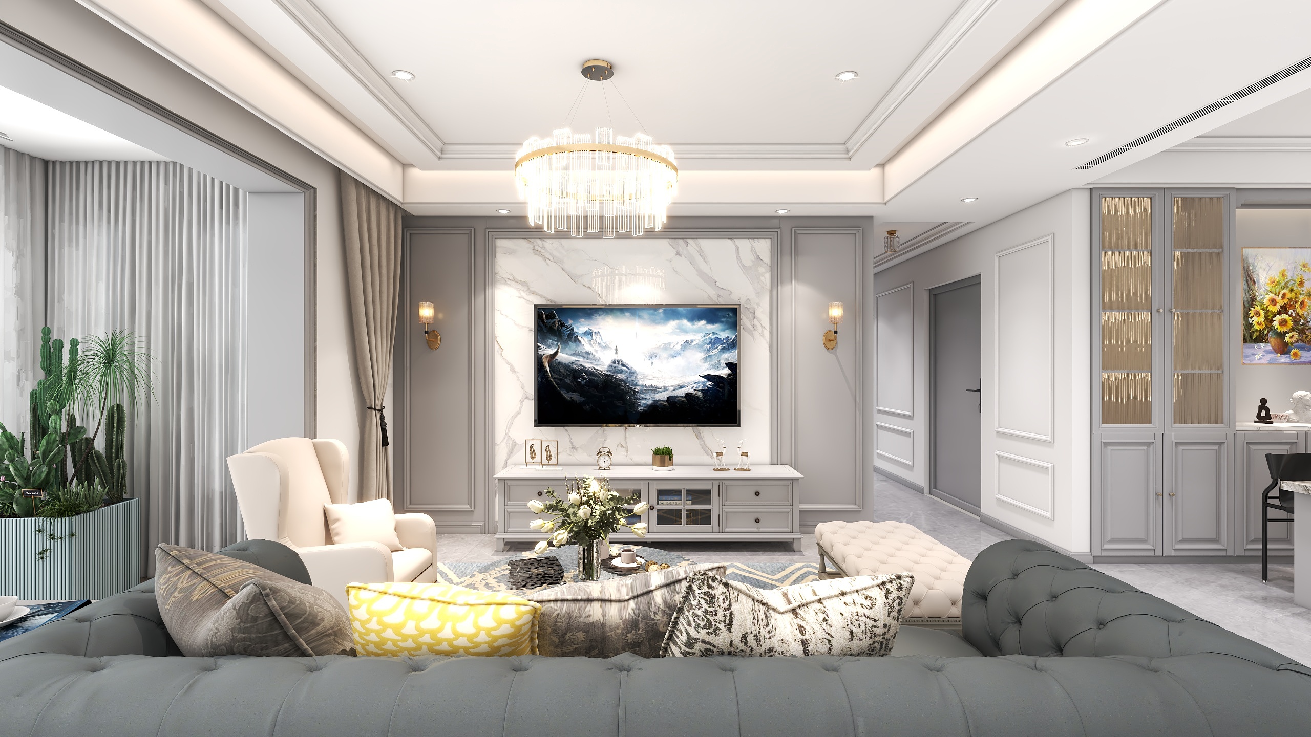 顾舍空间-顾明学-133㎡三室美式风格-装修设计方案