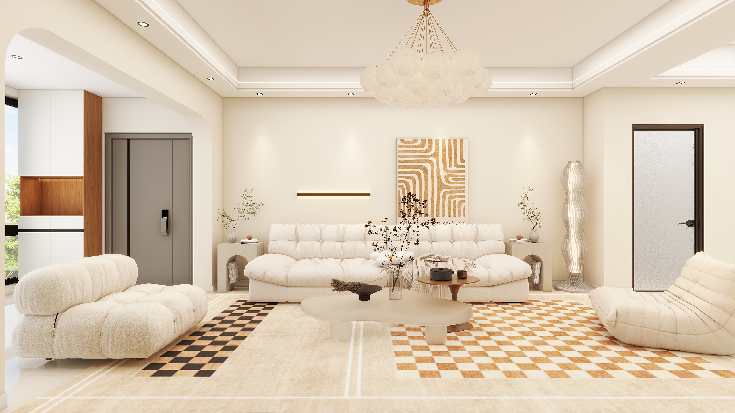 李青越-149方原木风格四居室装修效果图