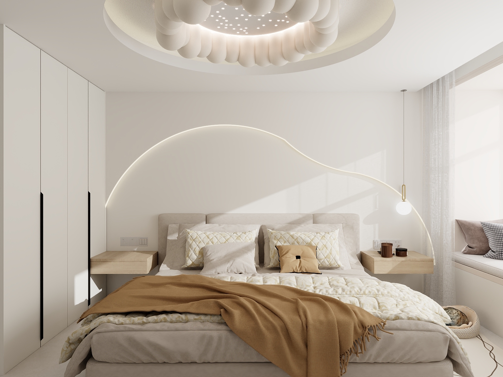 叁亿-秋意暖-奶油简约风-客厅 主卧-装修设计方案