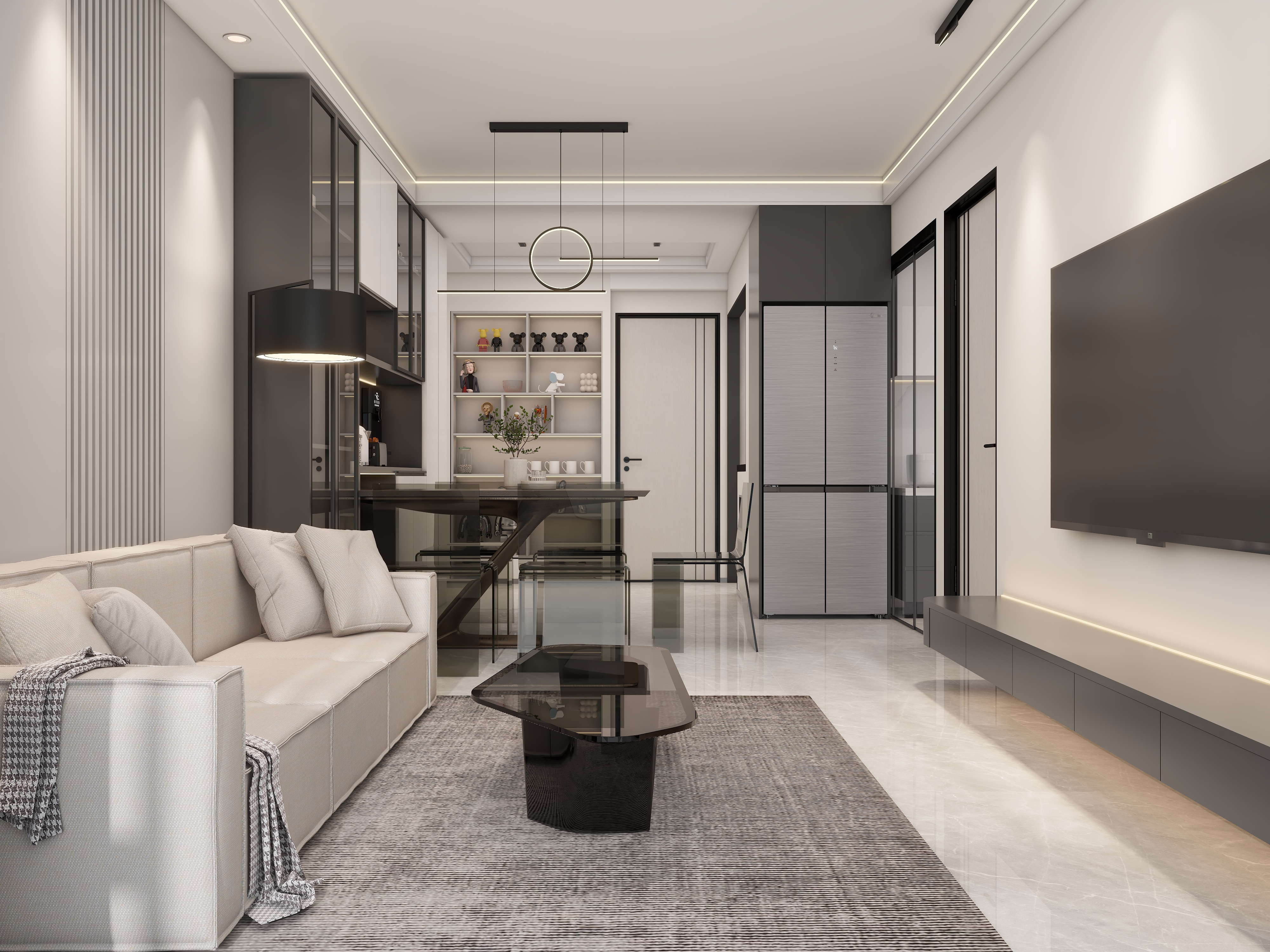 李佳洋-黑白灰轻奢风装修效果图