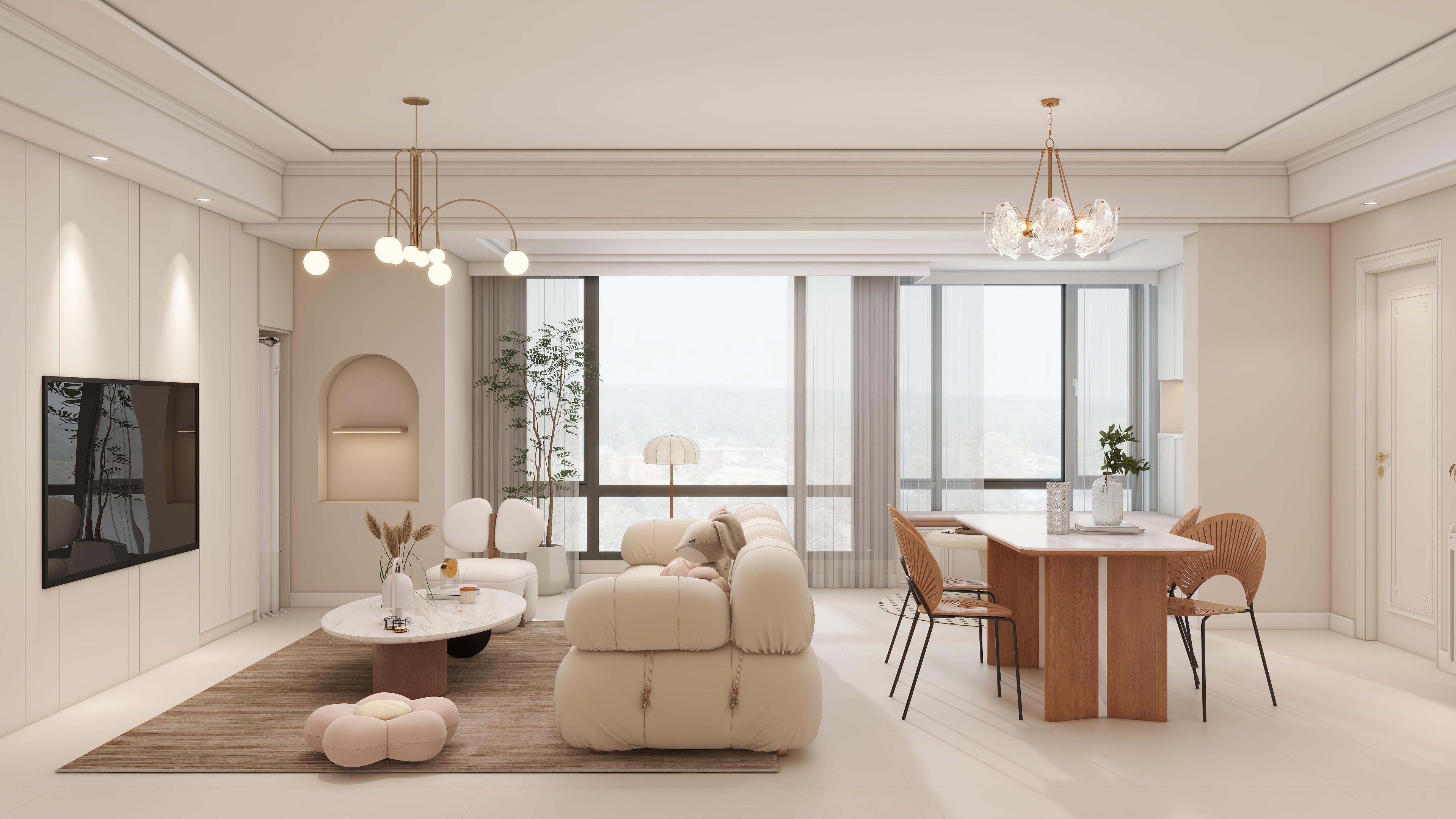 李佳洋-安南丽苑136平奶油风4室装修效果图