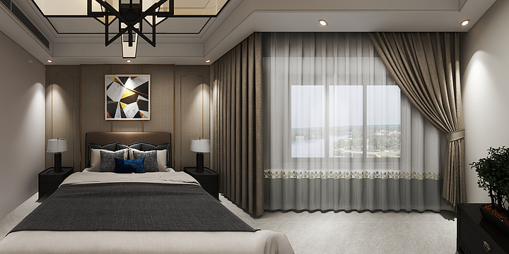 洛曼大地-丁总城市之光新中式-装修设计方案