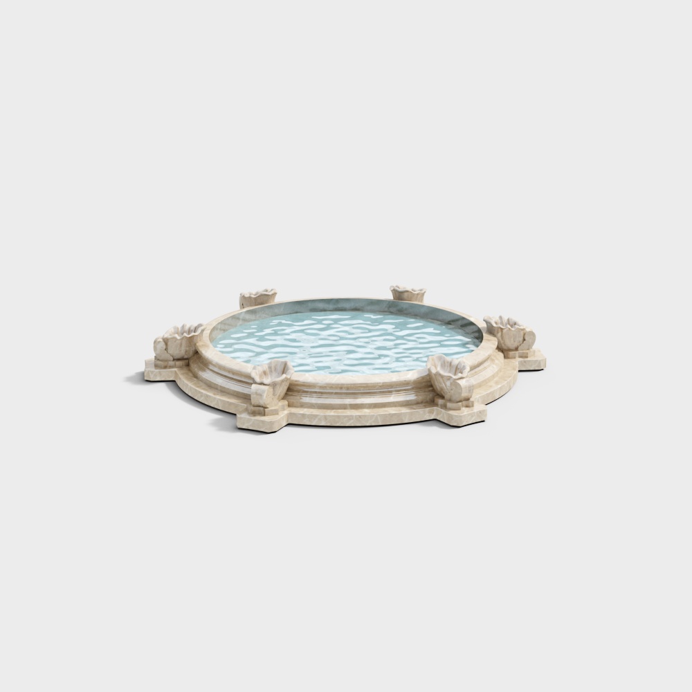 欧式古典景观水池-喷泉水景23D模型