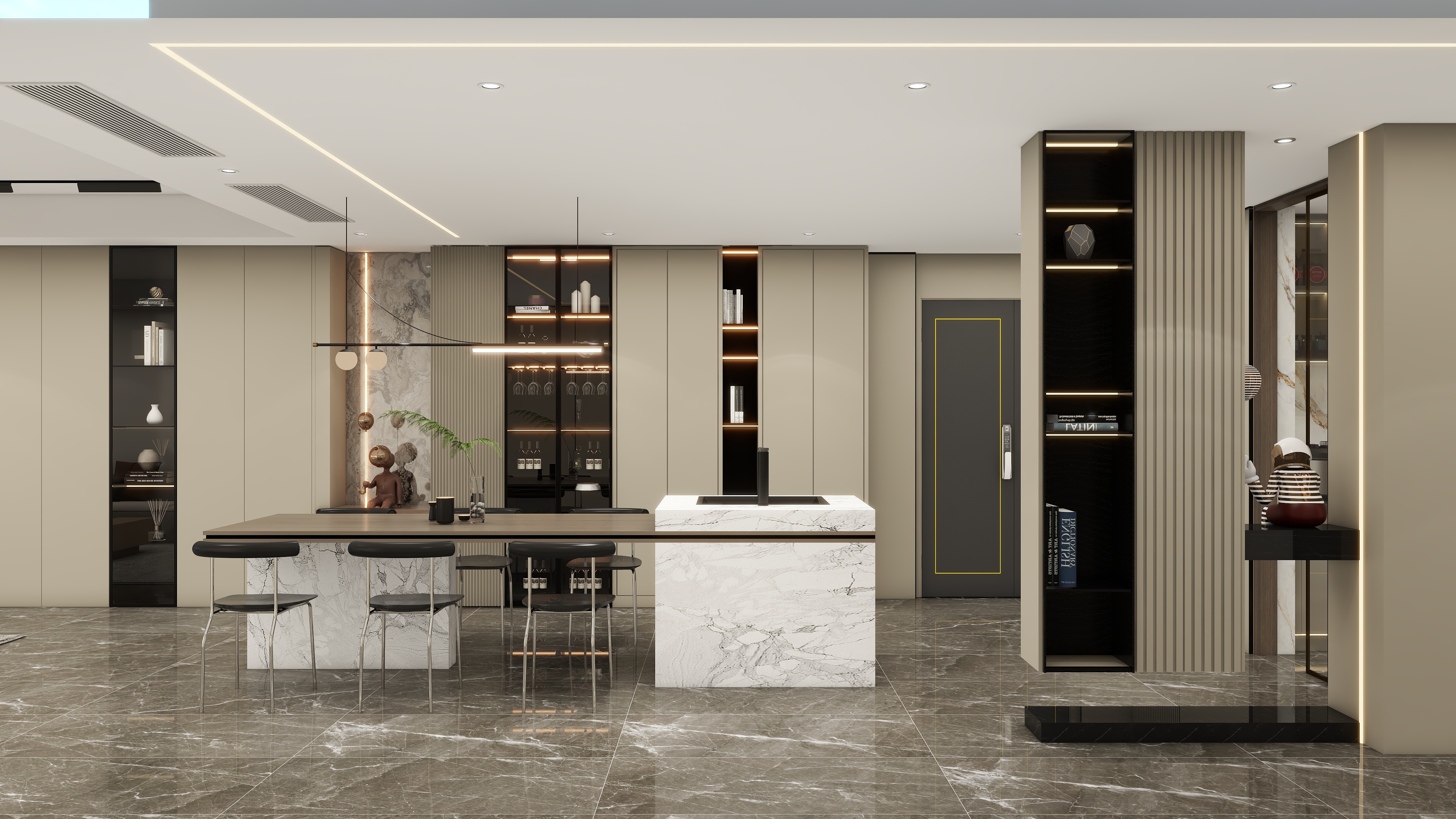 A诗尼曼整家定制-保利天汇现代轻奢大平层180m²三房两厅福建莆田诗尼曼-装修设计方案