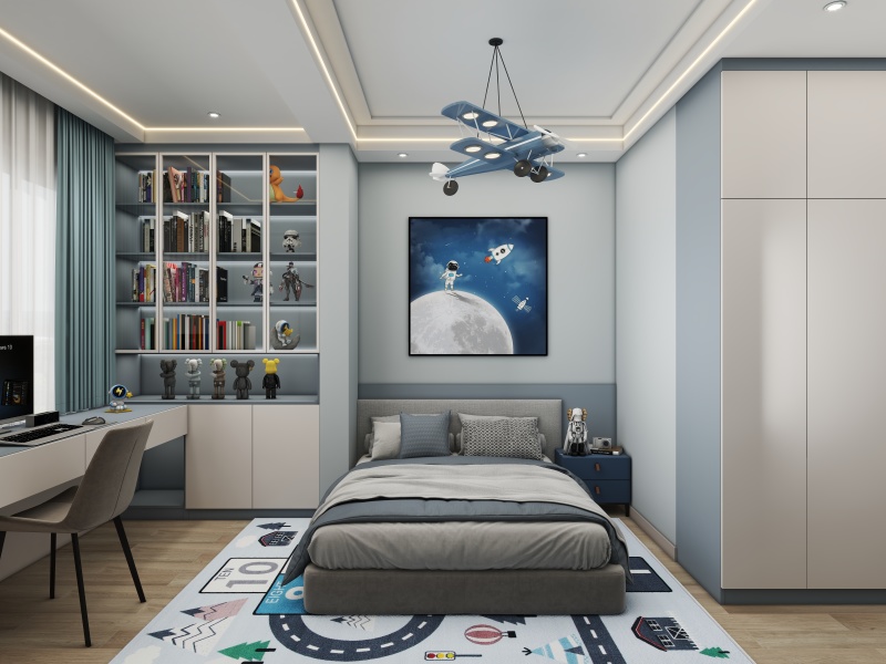 Space-Themed Modern Minimalist Kids' Room