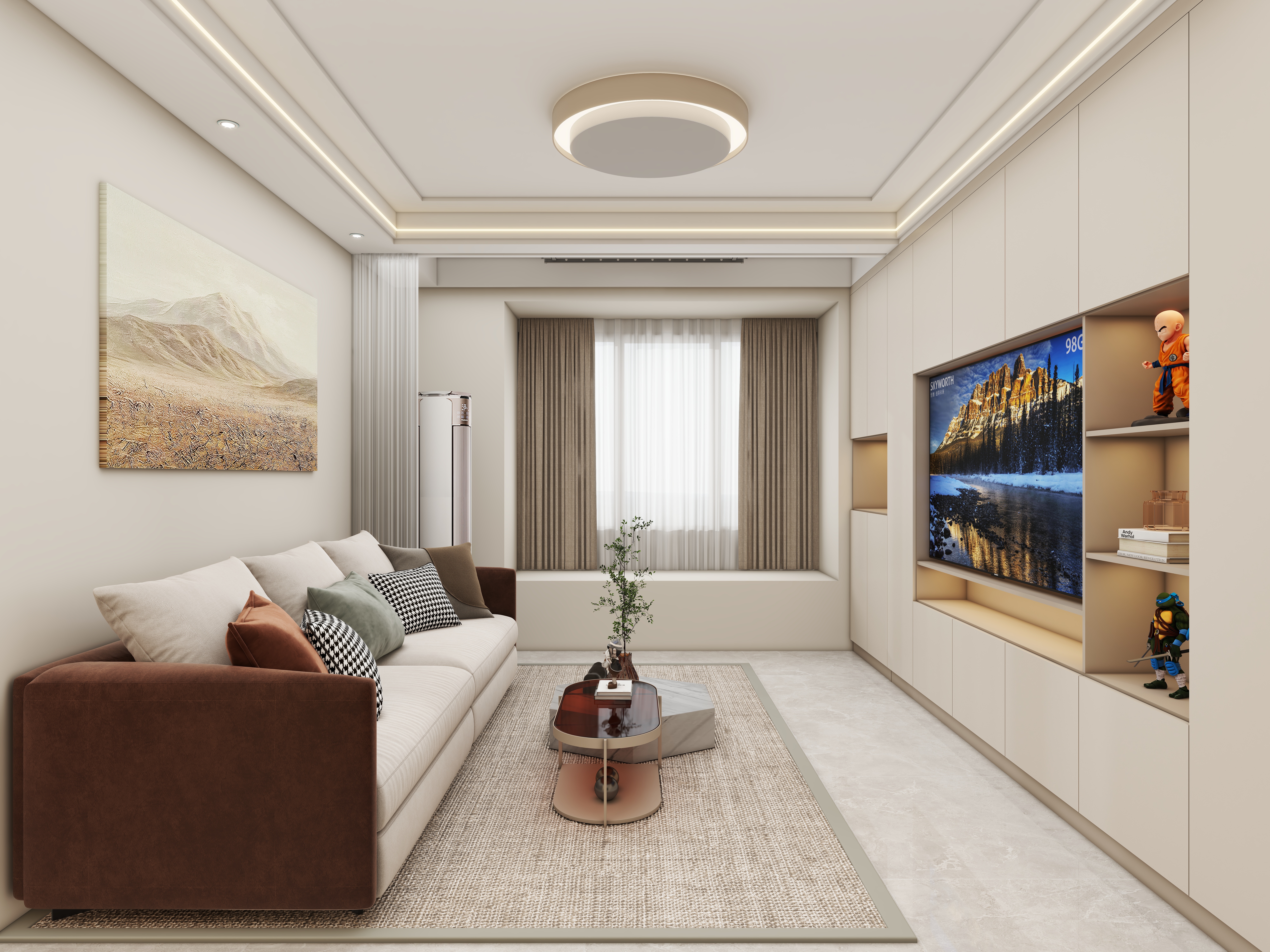 壹诺设计工作室-81㎡2室-现代简约装修效果图