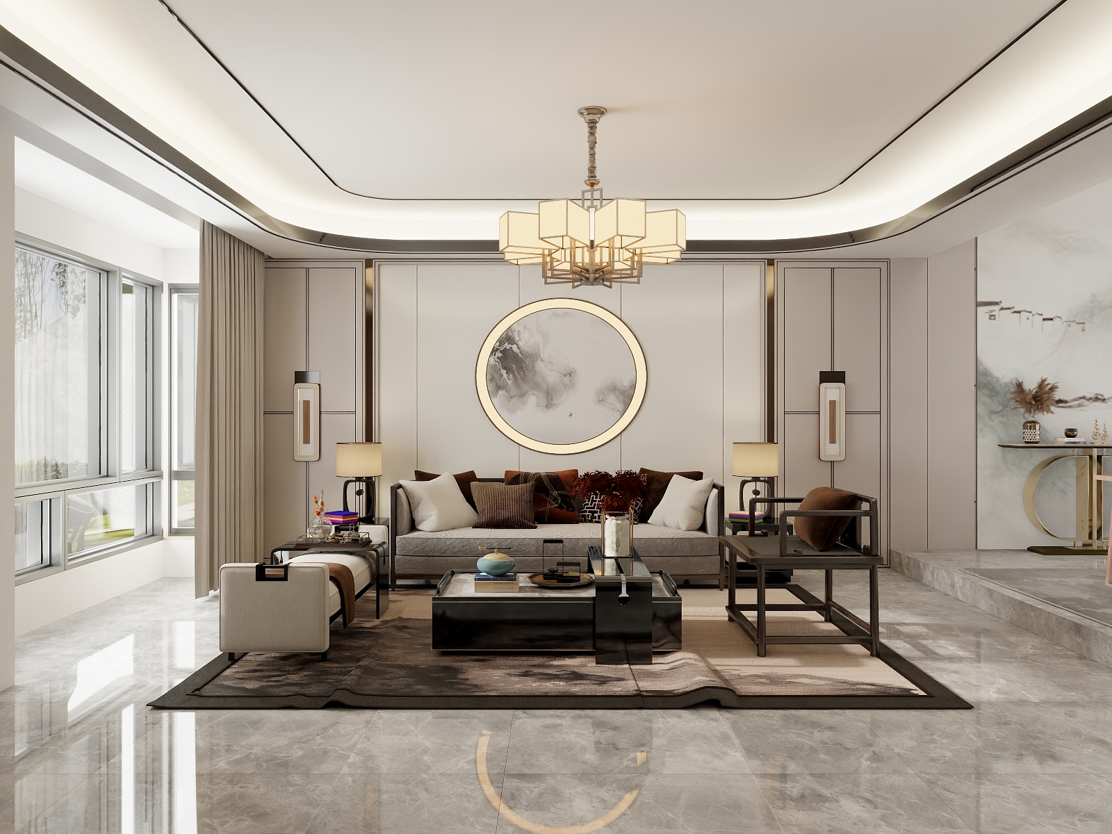 吴爽-海南现代新中式复试装修效果图