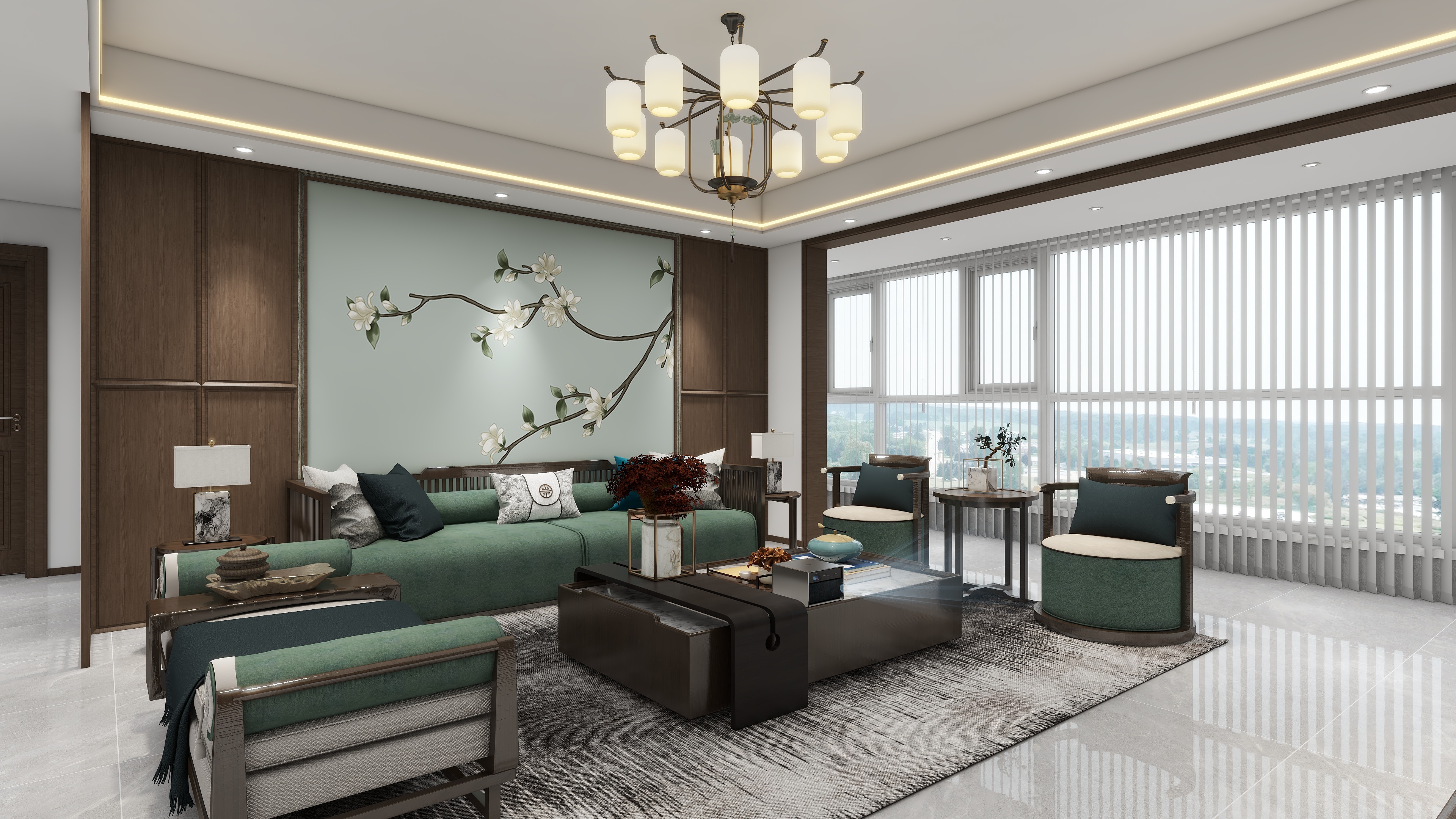 张岩-新中式154㎡2室装修效果图