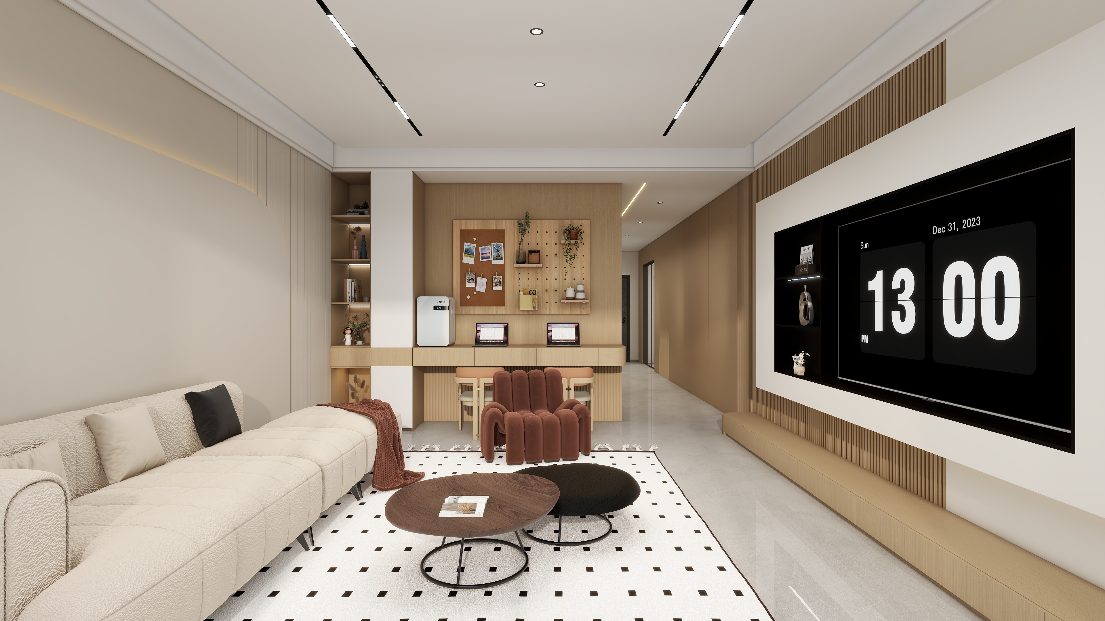 星空设计500-现代简约86㎡3室装修效果图