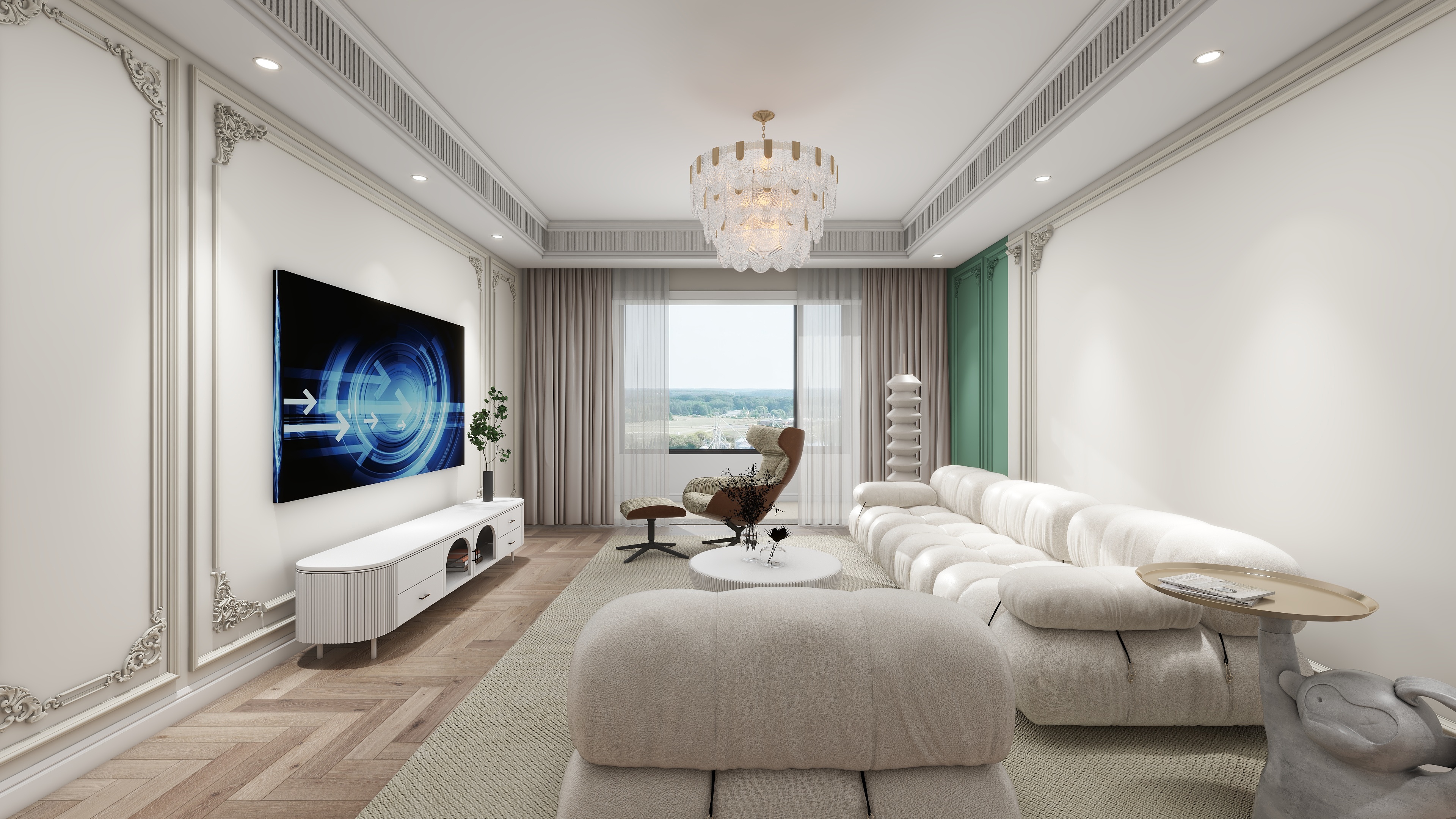 张岩-简欧133㎡3室装修效果图