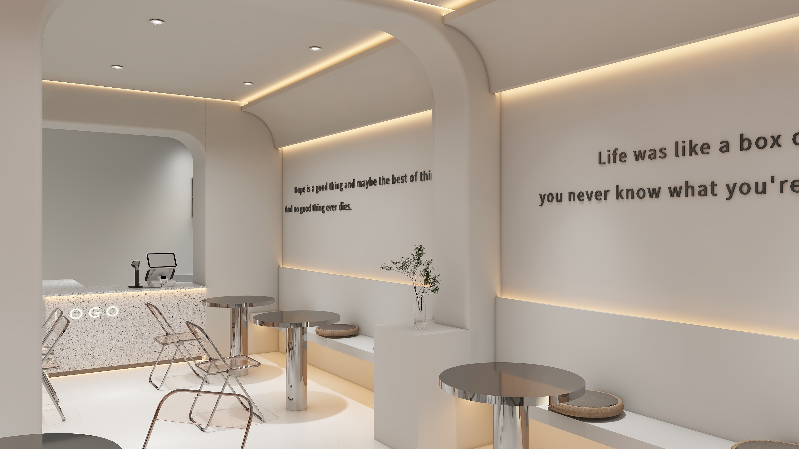 一一..-30㎡奶茶店+门头装修效果图