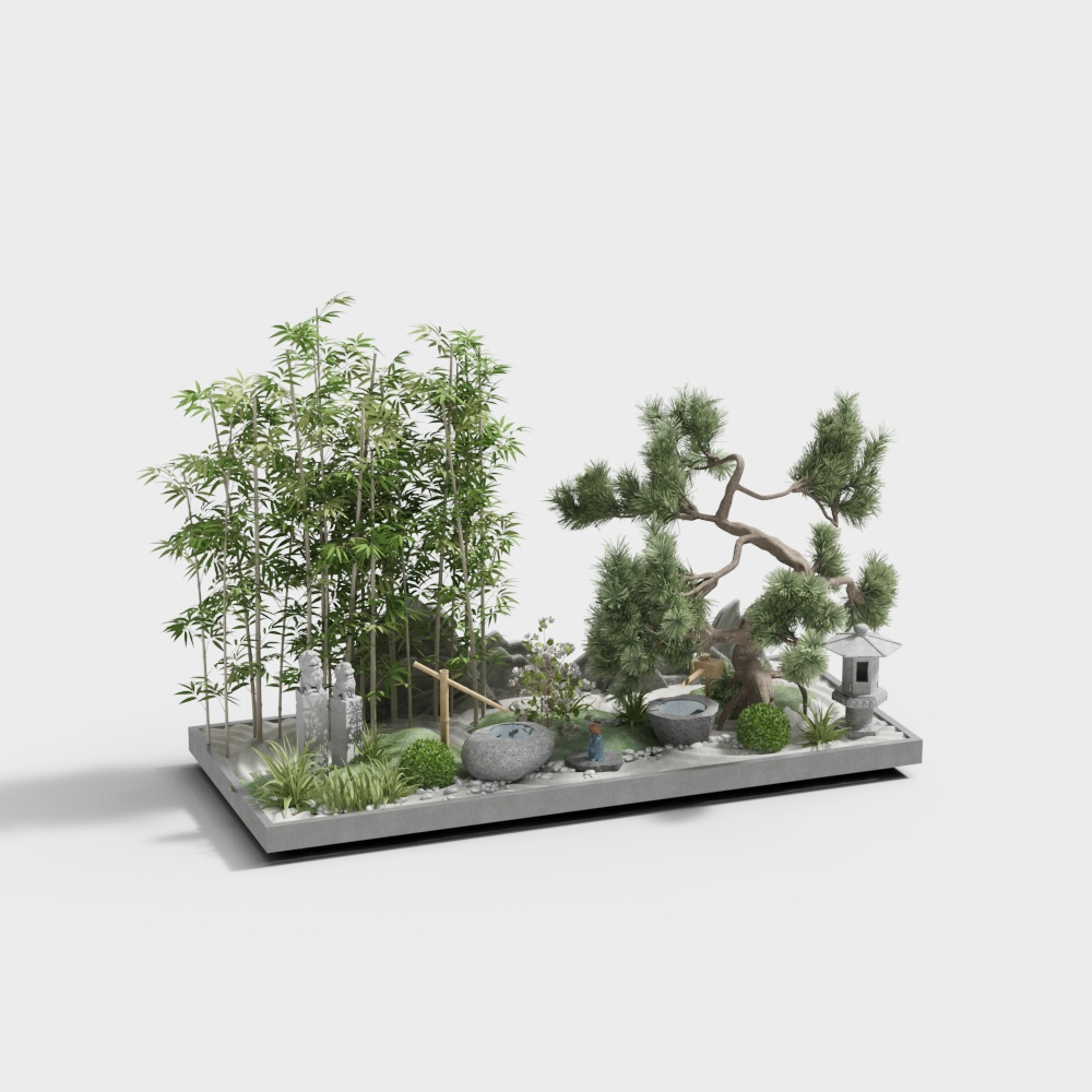 新中式景观园林-景观小品13D模型