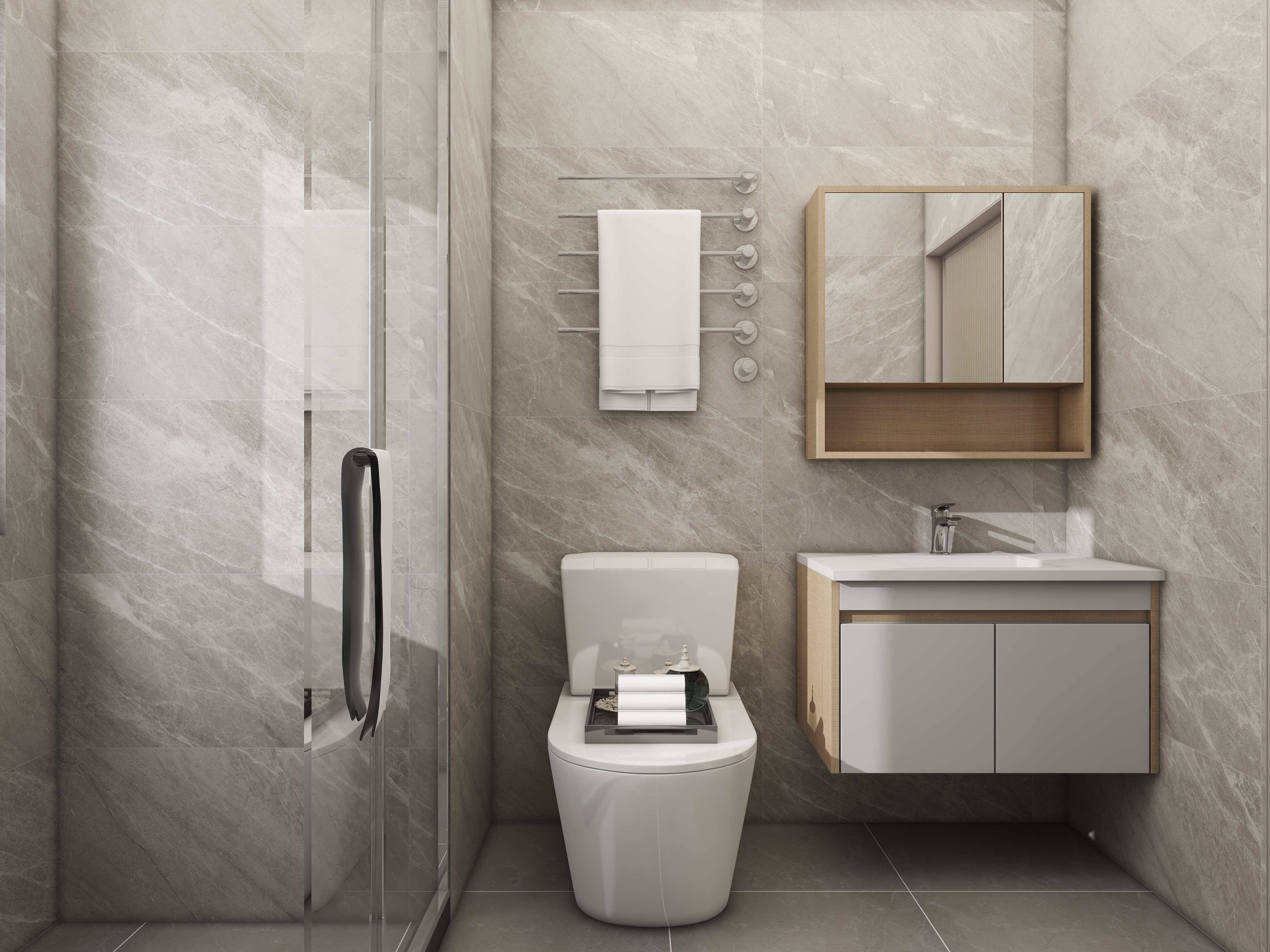 壹诺设计工作室-95㎡3室-原木风 一层卫生间装修效果图第1张