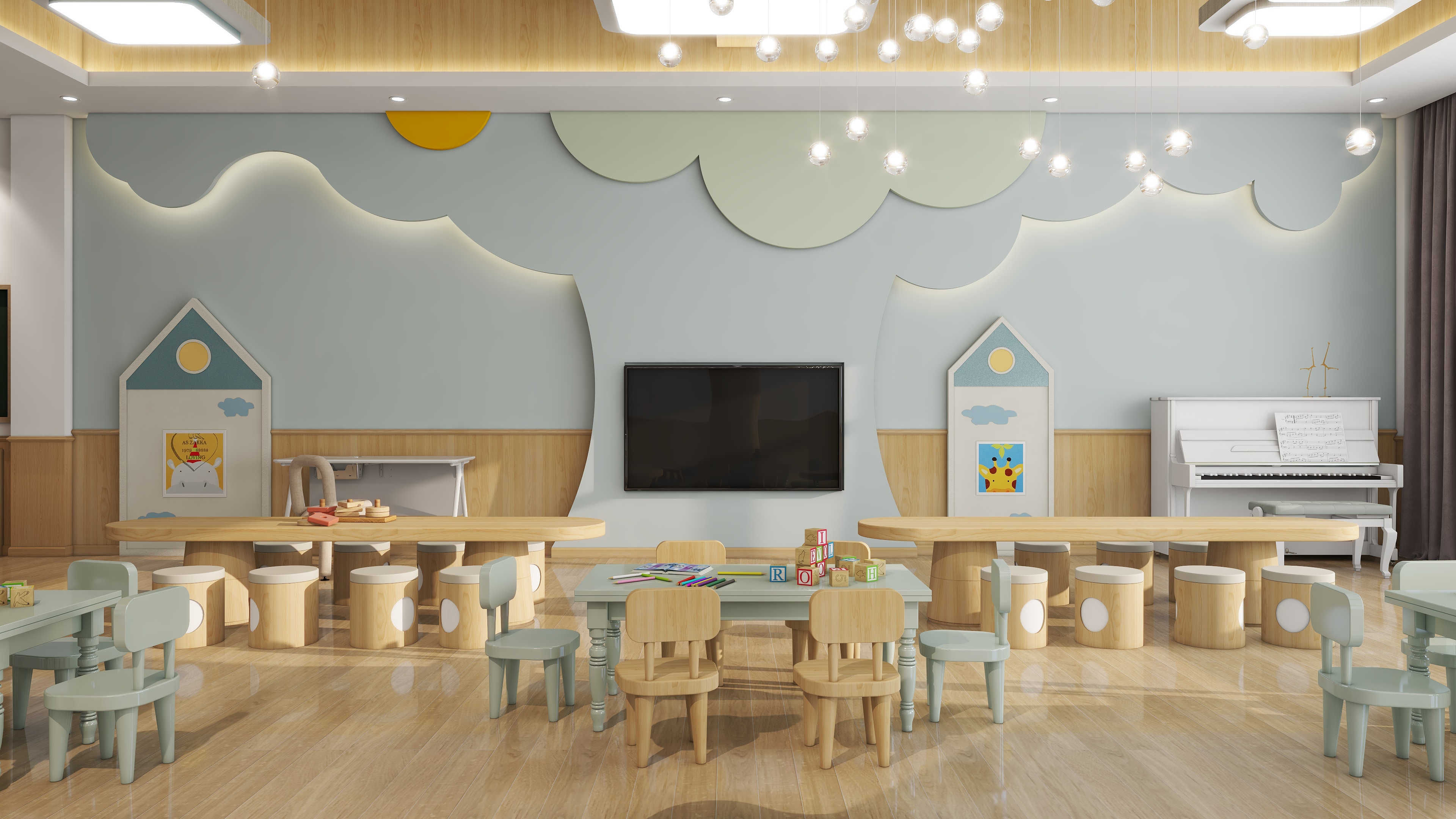 浩田tht-大型幼儿园活动室教室托育中心设计-装修设计方案