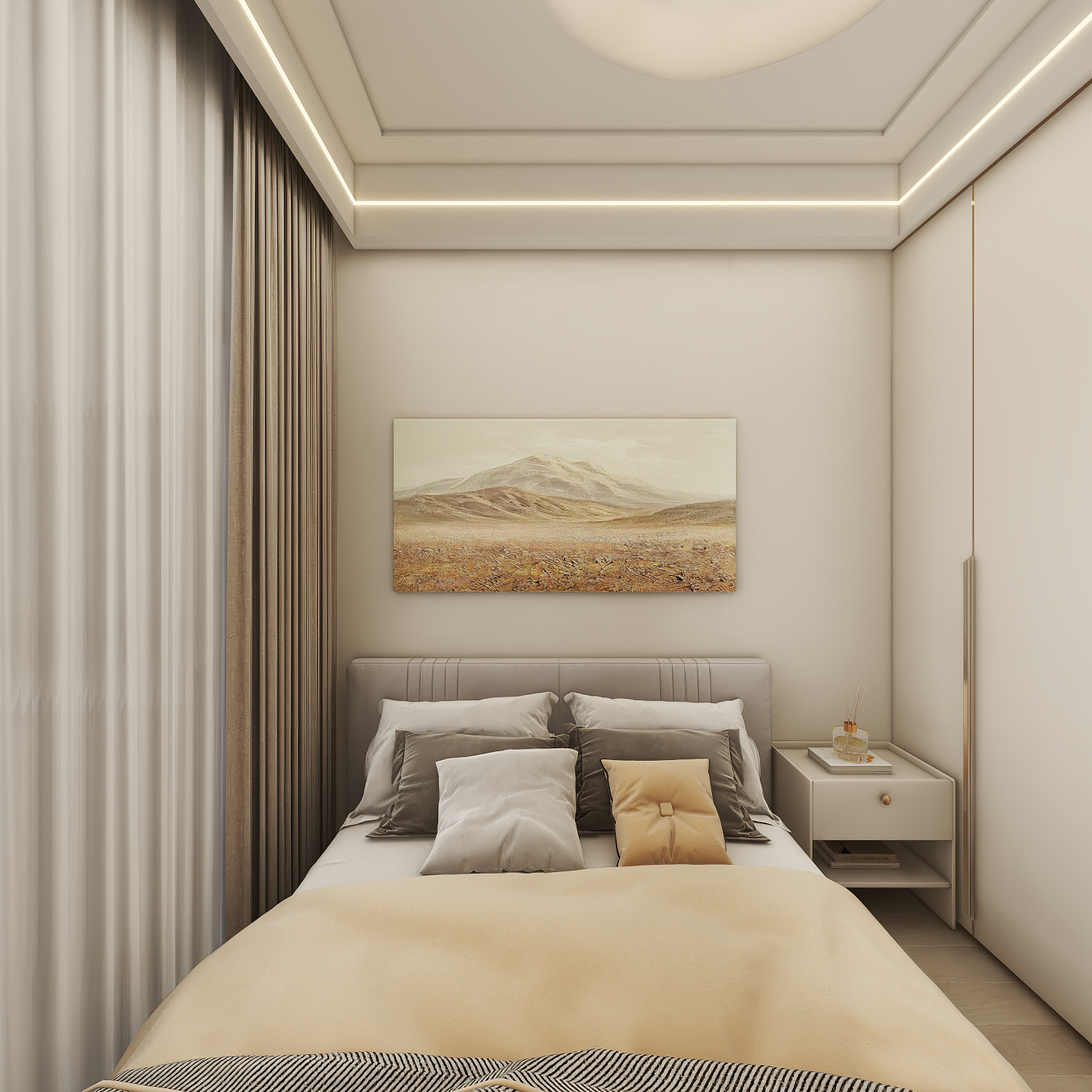 壹诺设计工作室-95㎡3室-原木风 一层客卧装修效果图第3张