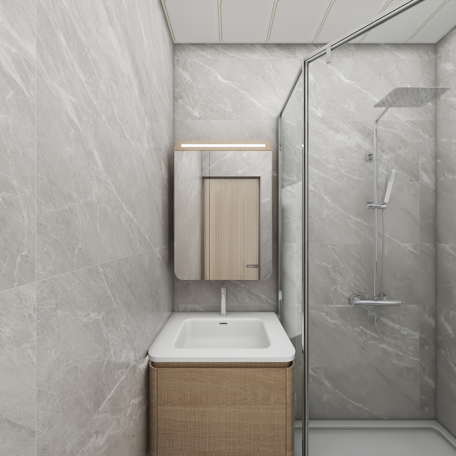 壹诺设计工作室-95㎡3室-原木风 一层卫生间装修效果图第3张