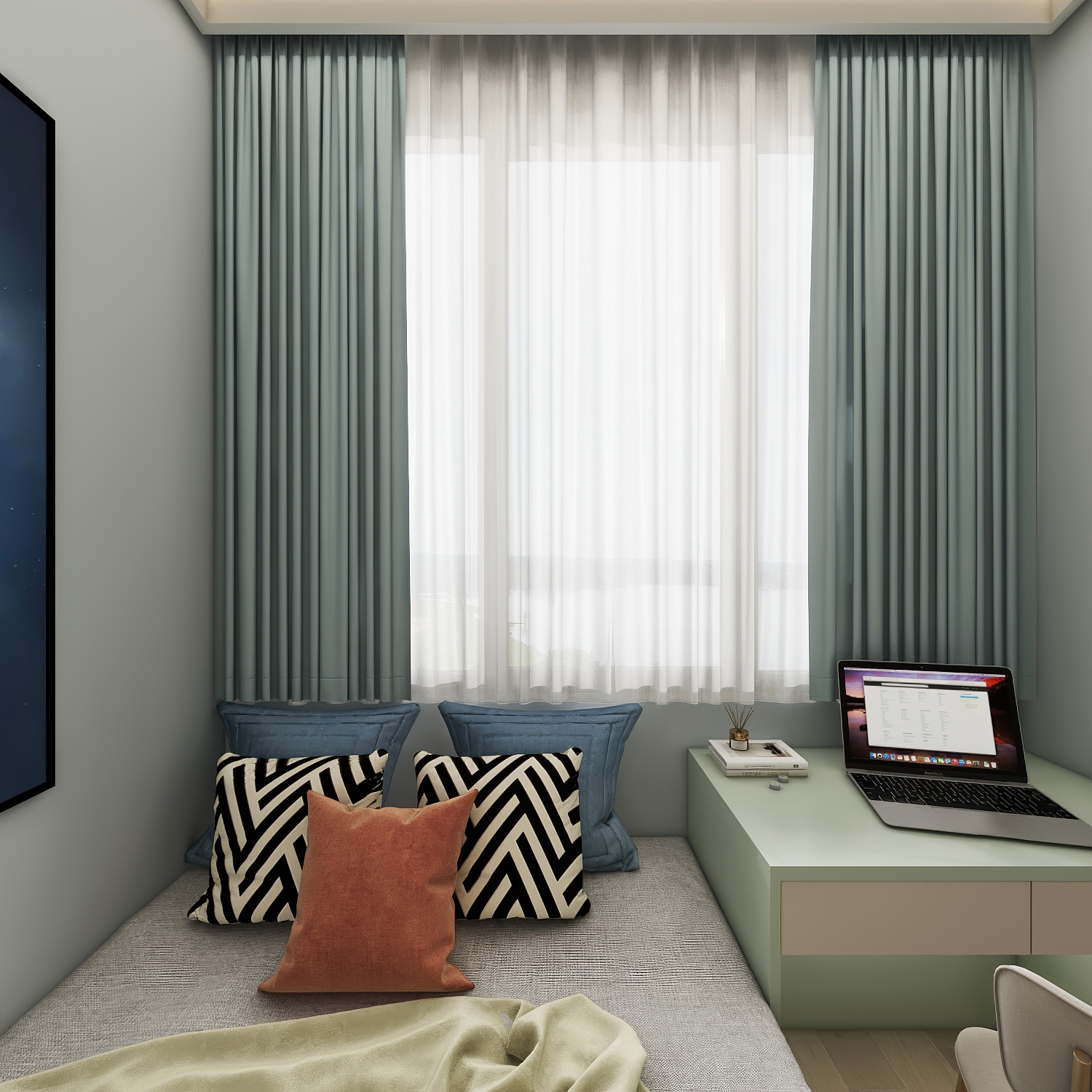 壹诺设计工作室-95㎡3室-原木风 一层儿童房装修效果图第3张