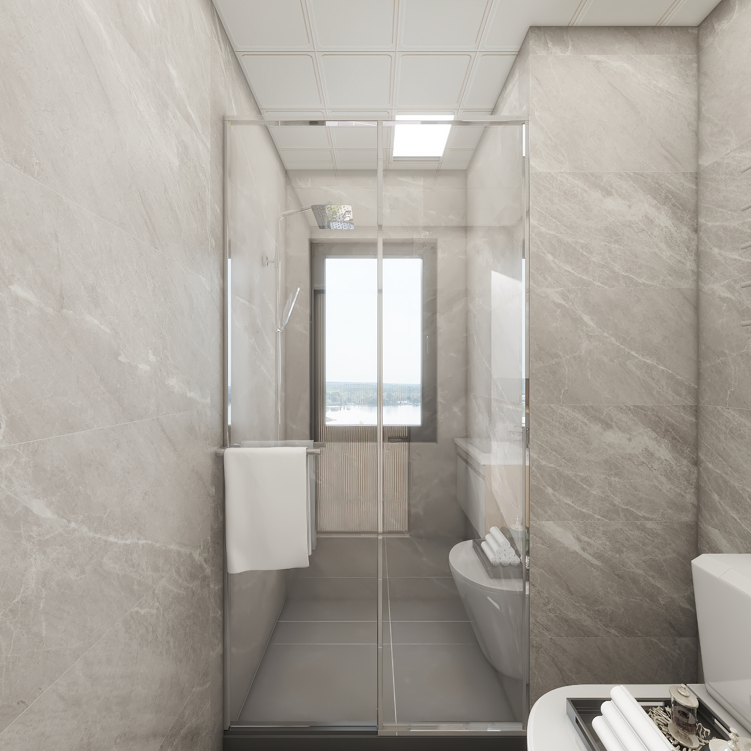 壹诺设计工作室-95㎡3室-原木风 一层卫生间装修效果图第3张