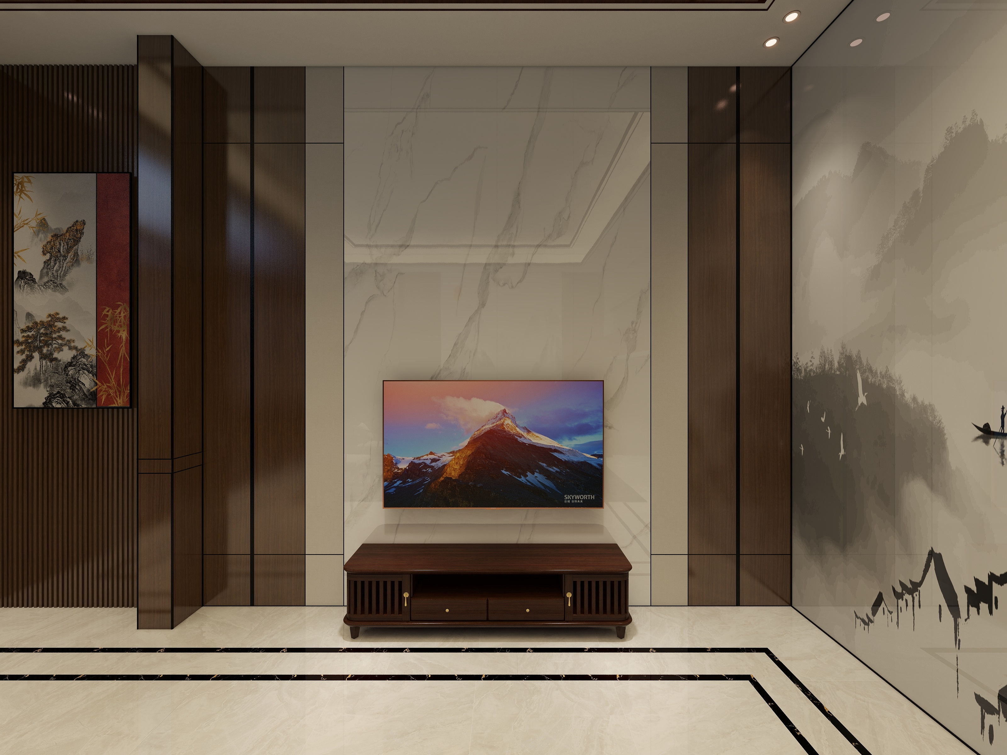 汇佰嘉护墙板工厂-刘总惠州金山湖联排别墅地下第二层客厅装修效果图第3张