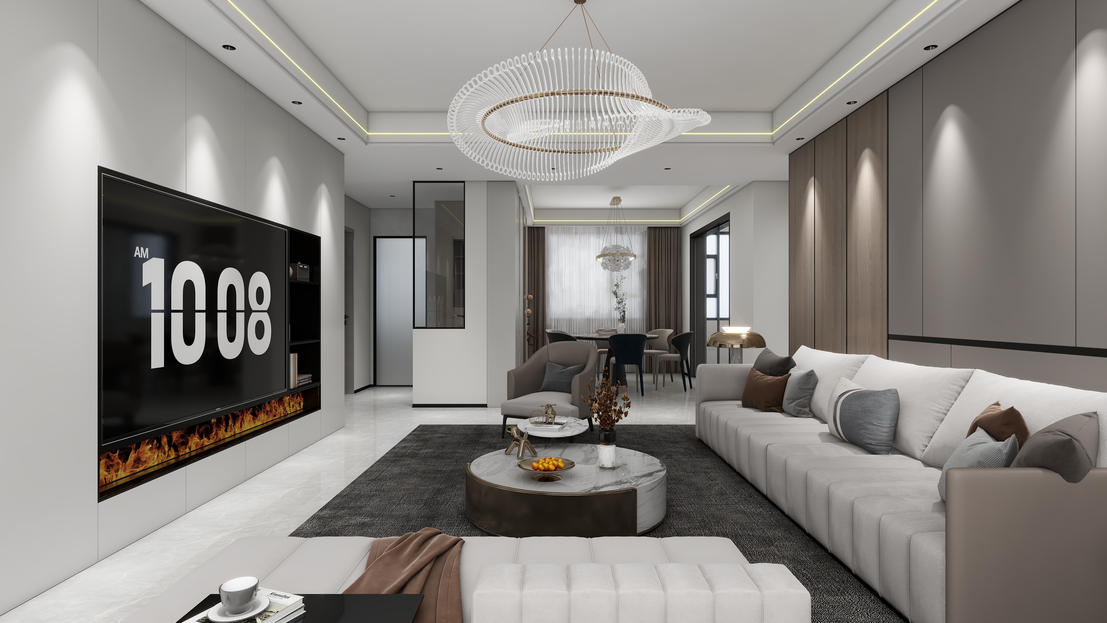 张岩-现代简约141㎡4室装修效果图