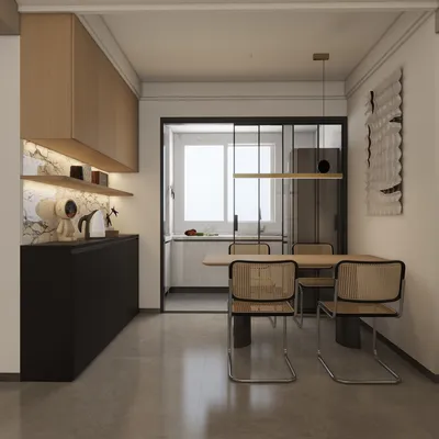 Modern Minimalist Dining Room with Gray Tone