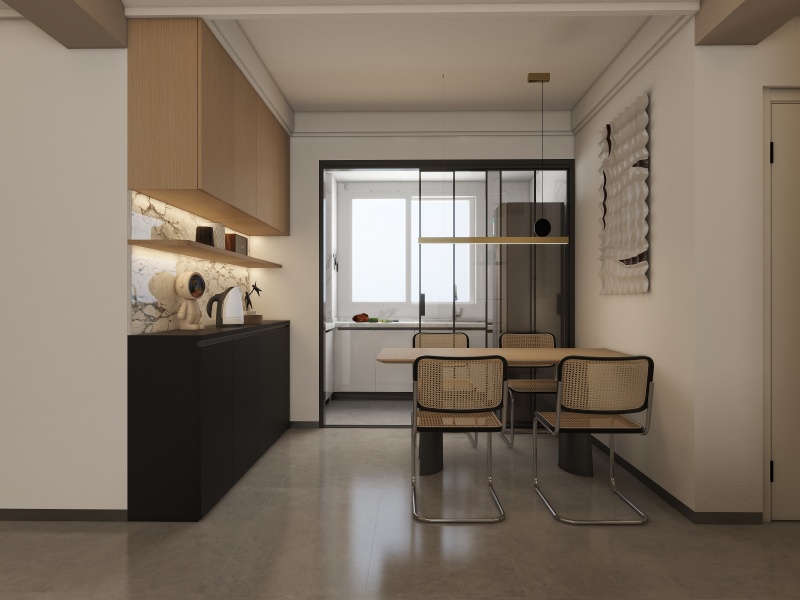 Modern Minimalist Dining Room with Gray Tone