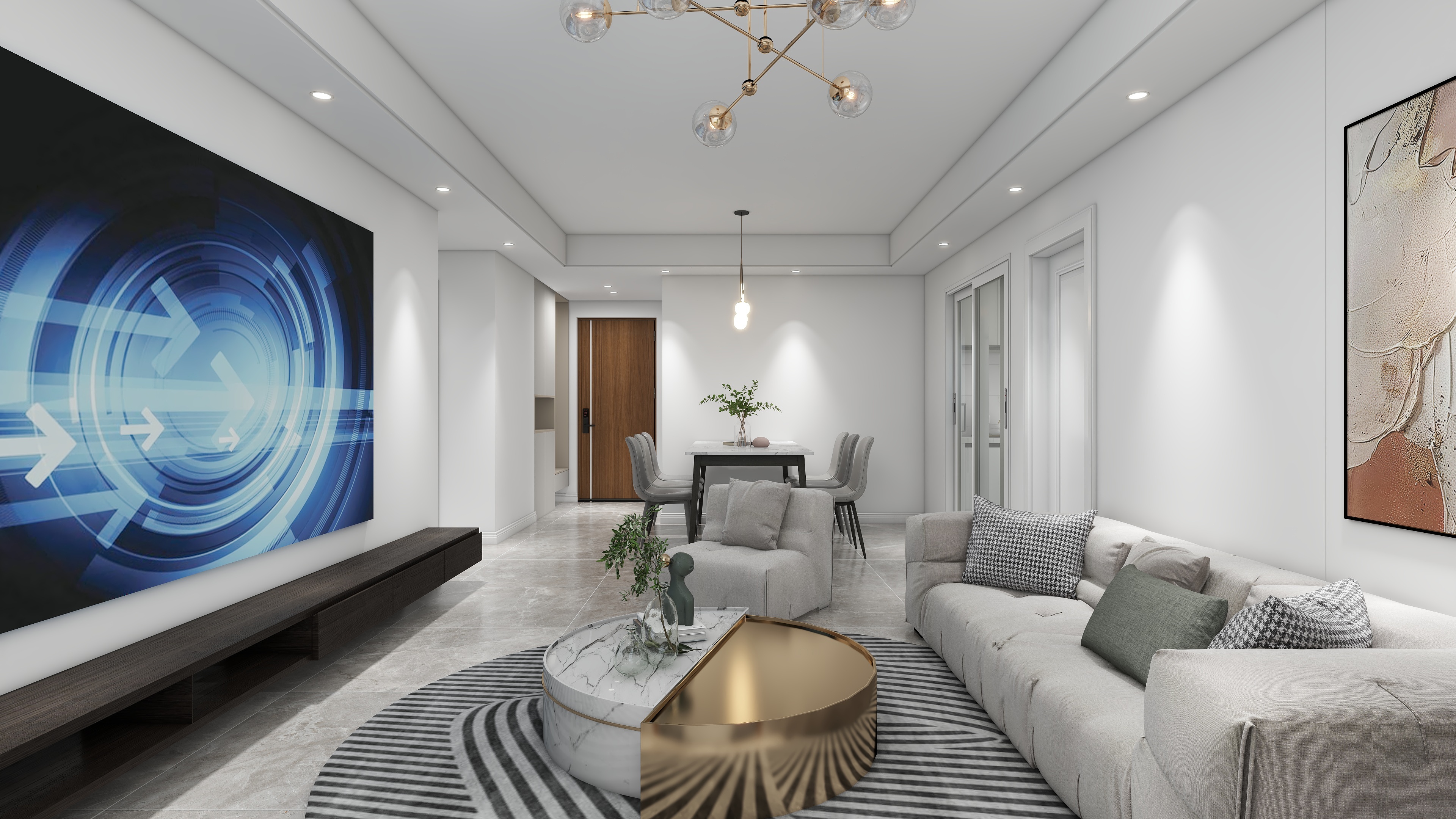 张岩-现代简约109㎡4室装修效果图