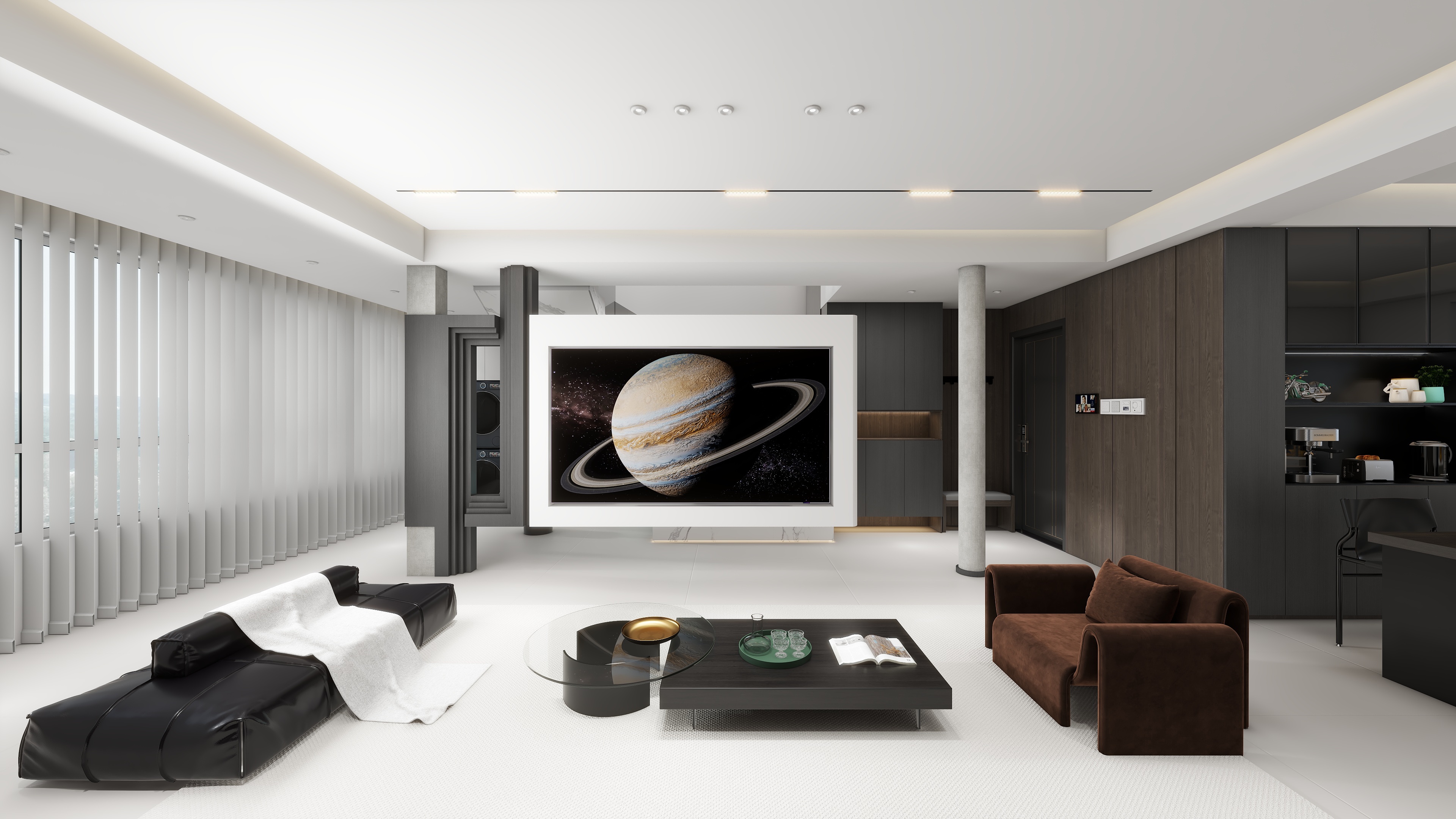 张岩-200㎡深色复式楼装修效果图