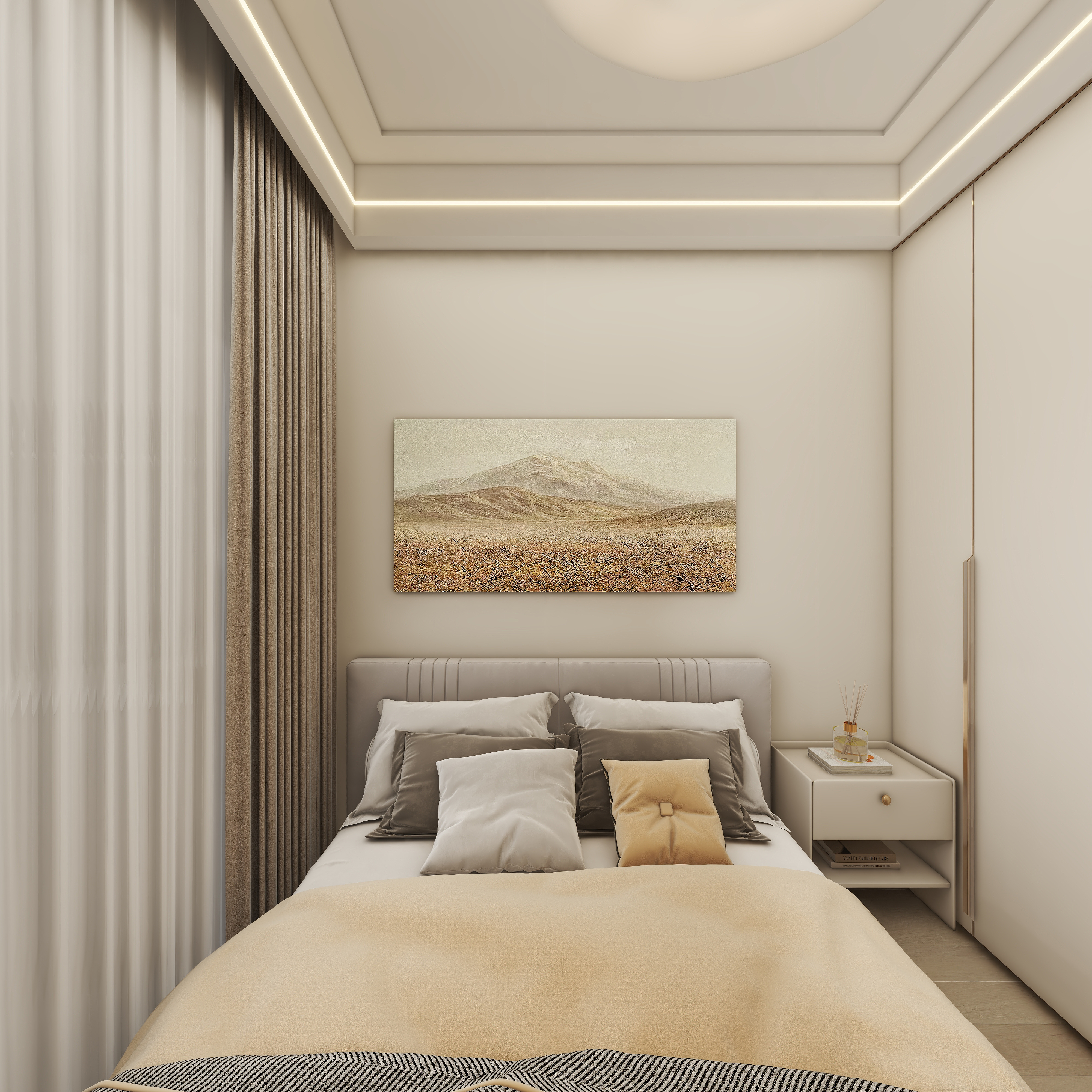 壹诺设计工作室-98㎡3室-原木风 一层客卧装修效果图第3张