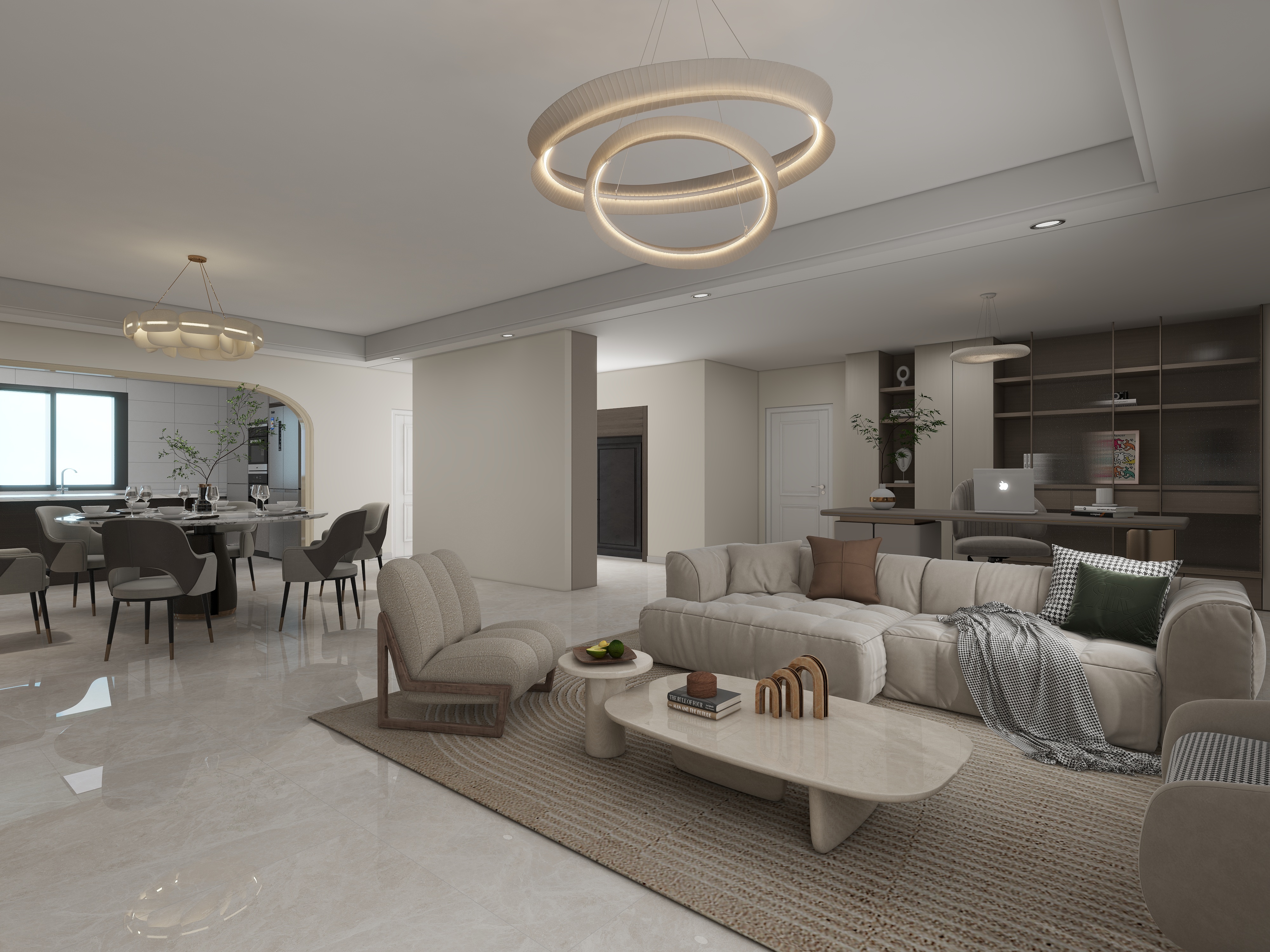 小智会-奶油风三室两厅三卫-装修设计方案