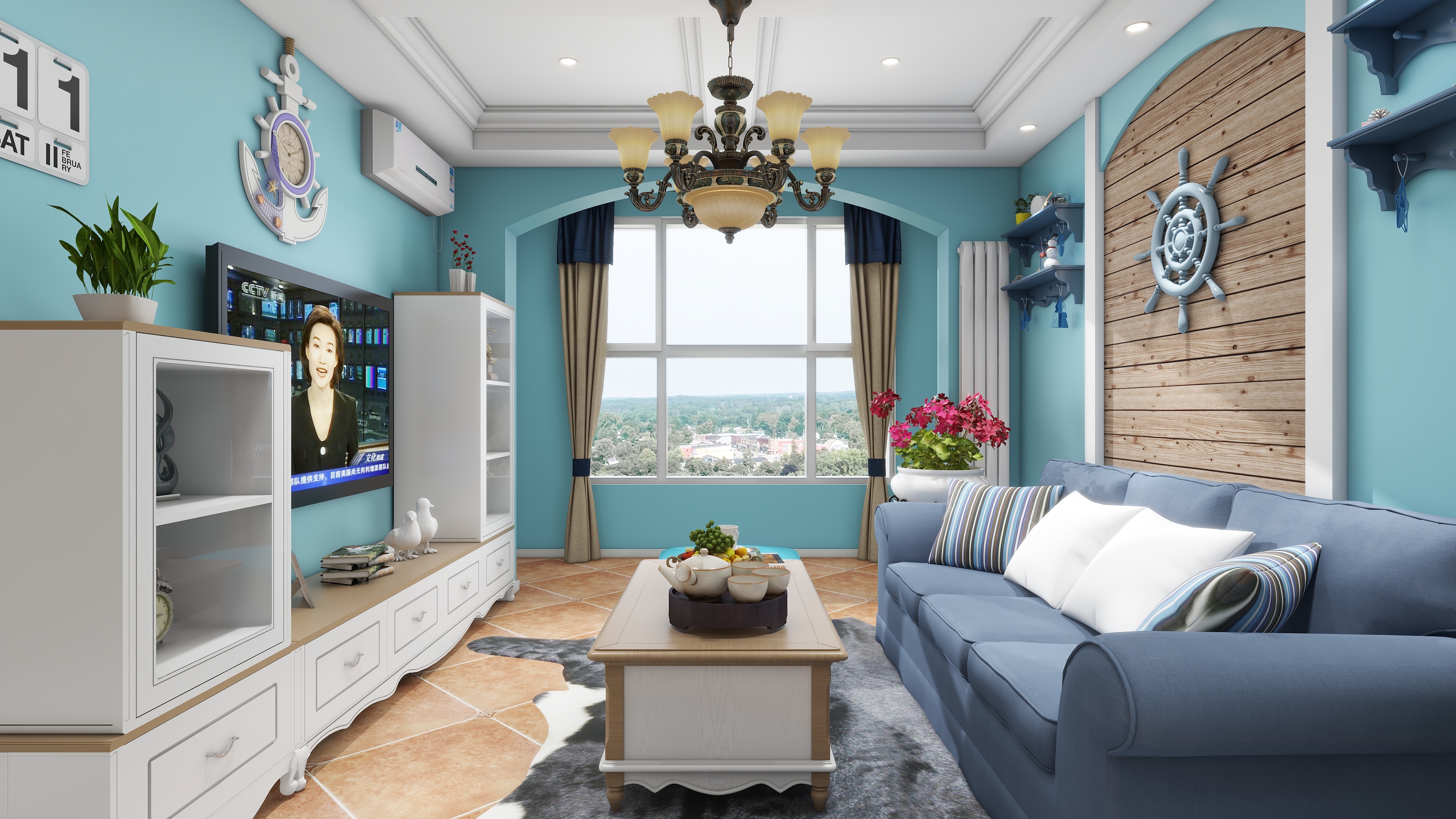 张岩-北京恒大御景湾80㎡小地中海装修效果图