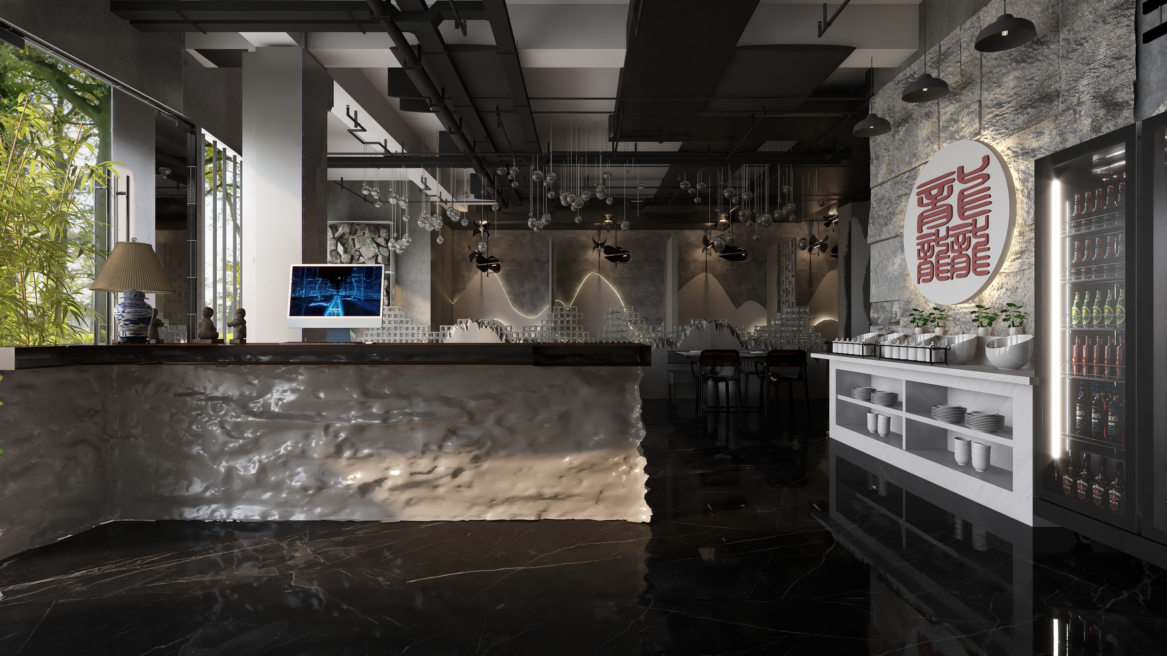 颜如意-千泉火锅店400平工业风装修效果图