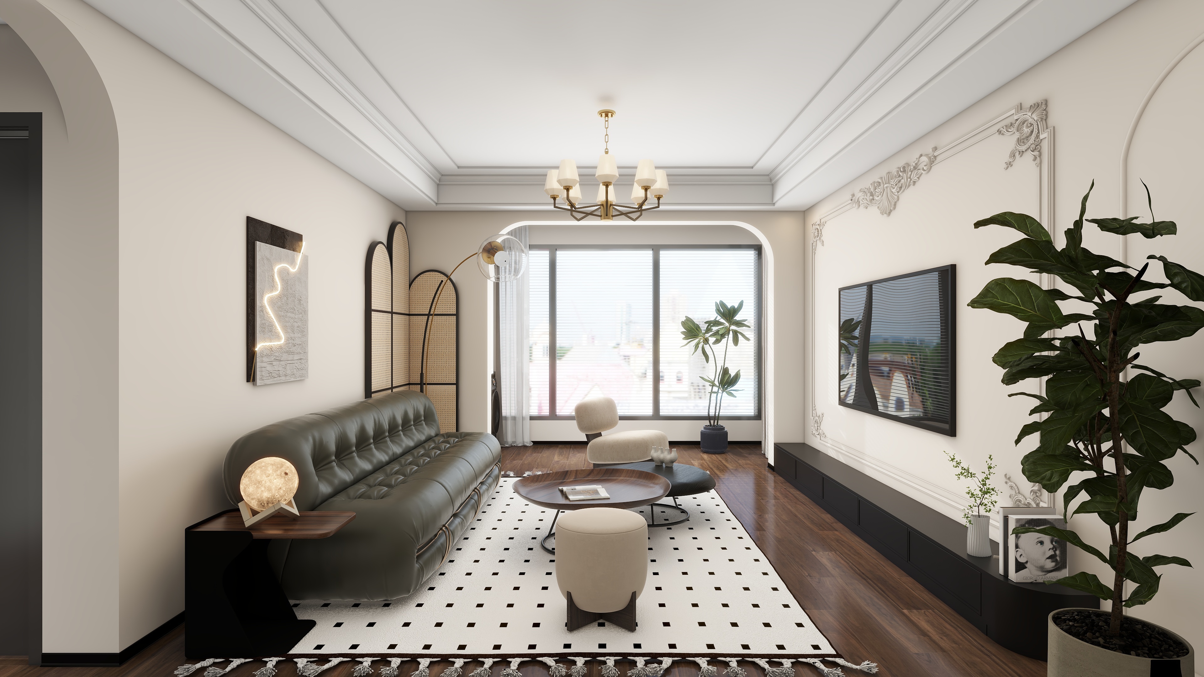 艺空间室内设计工作室ZYN-复古3室装修效果图