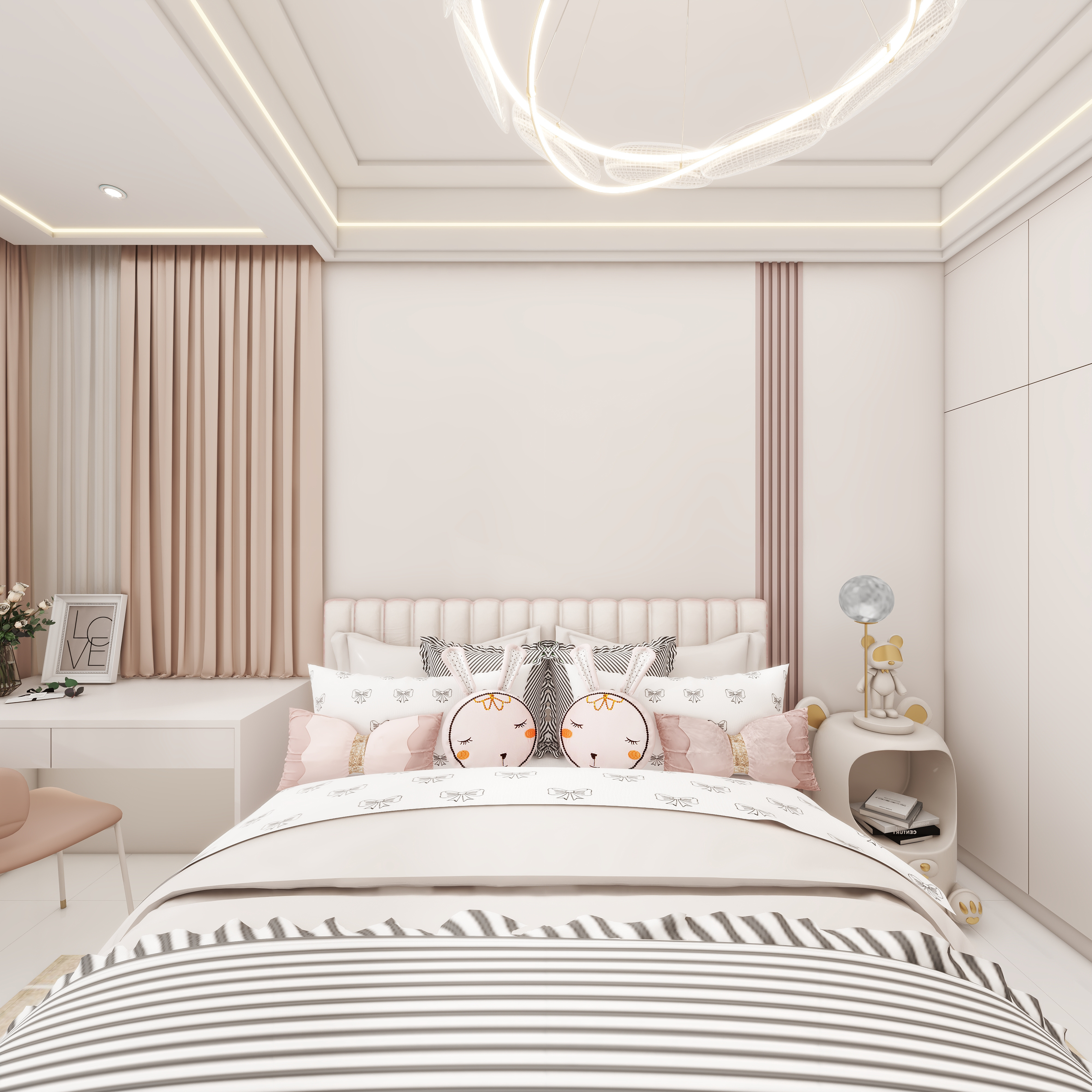 壹诺设计工作室-112㎡3室-现代简约 一层女孩房装修效果图第4张