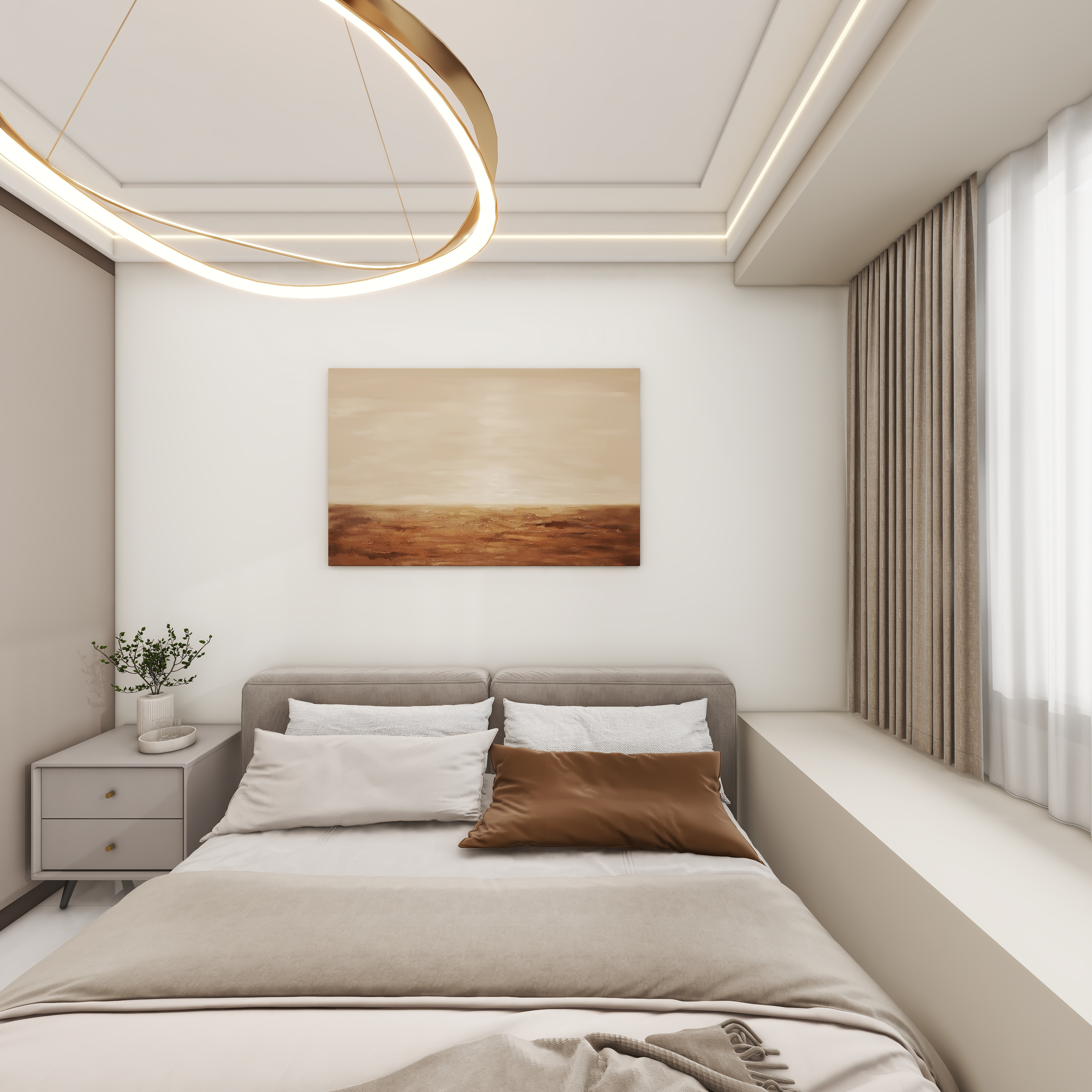 壹诺设计工作室-112㎡3室-现代简约 一层客卧装修效果图第4张