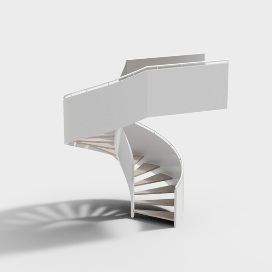 Modern Spiral Staircase 3D Model in Gray