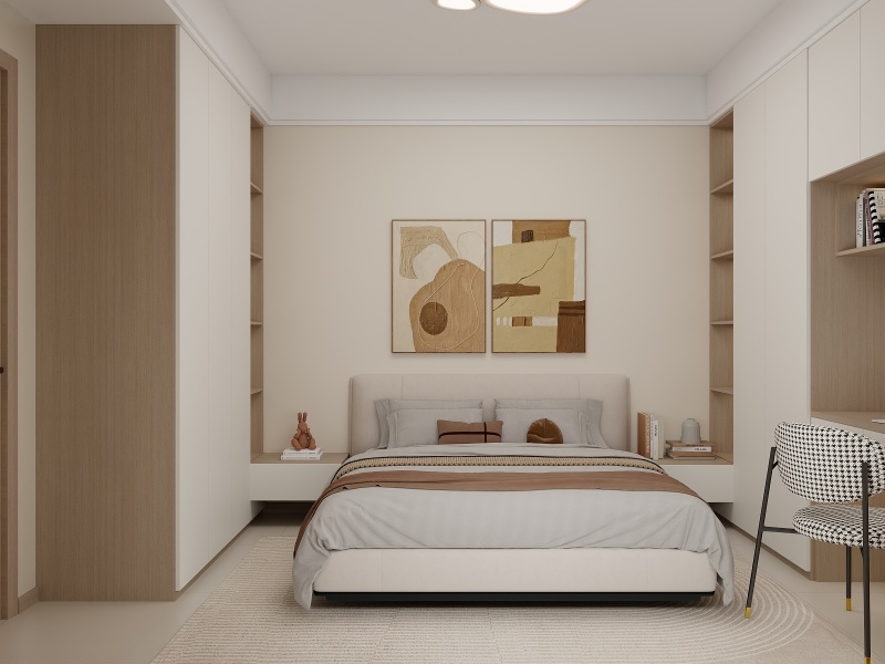 Scandinavian Bedroom with Beige Tone