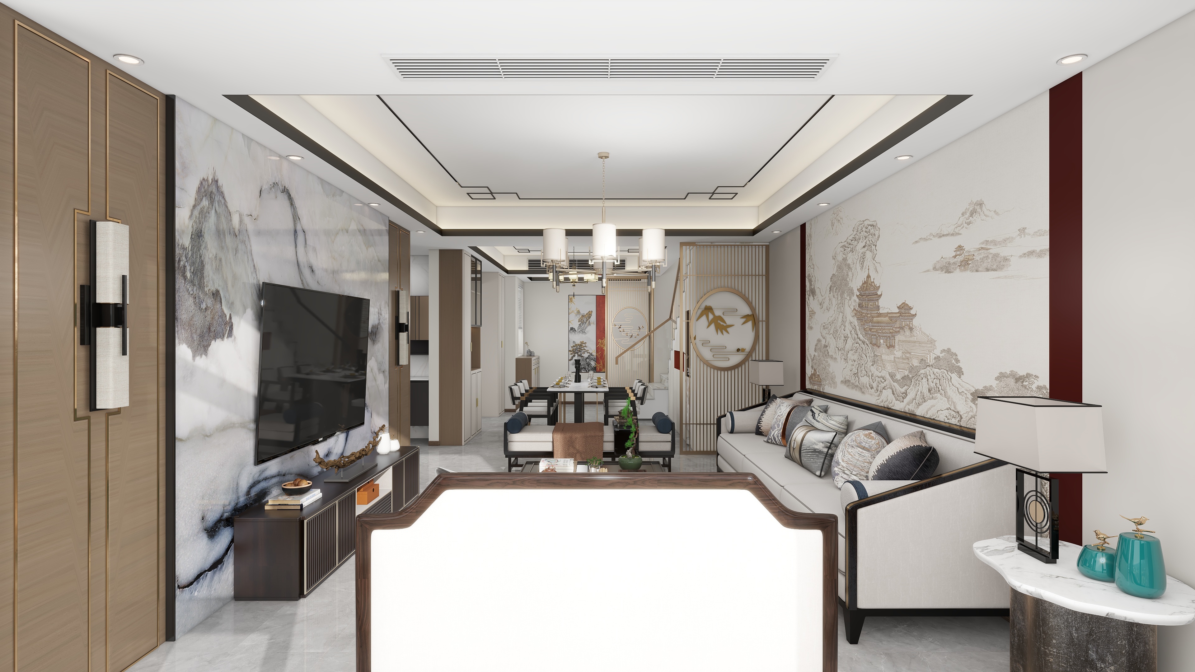 颜如意-邵东壹号跃层4室190平新中式风格-装修设计方案