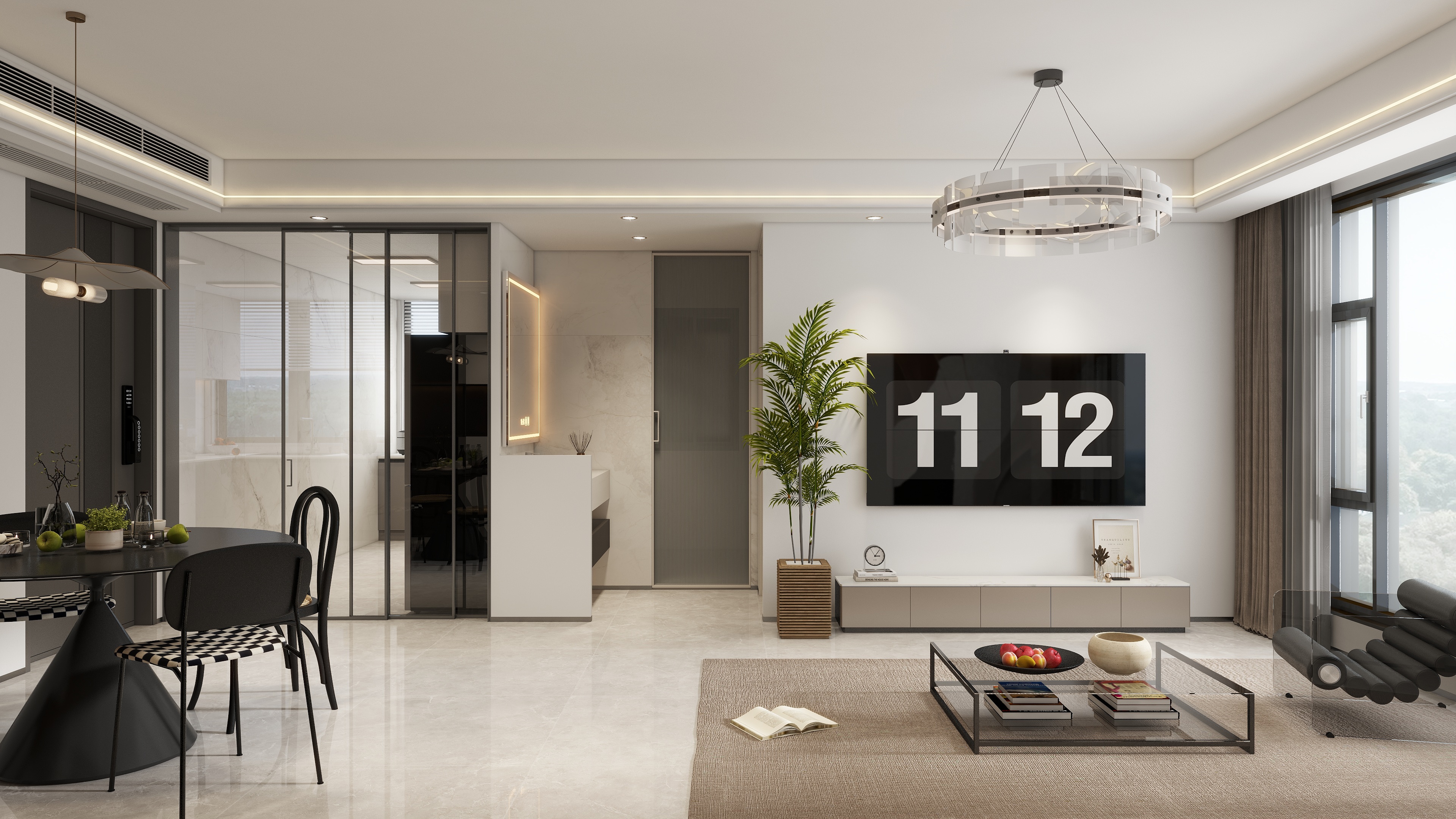 伊舍空间设计-现代简约-94.27m²装修效果图