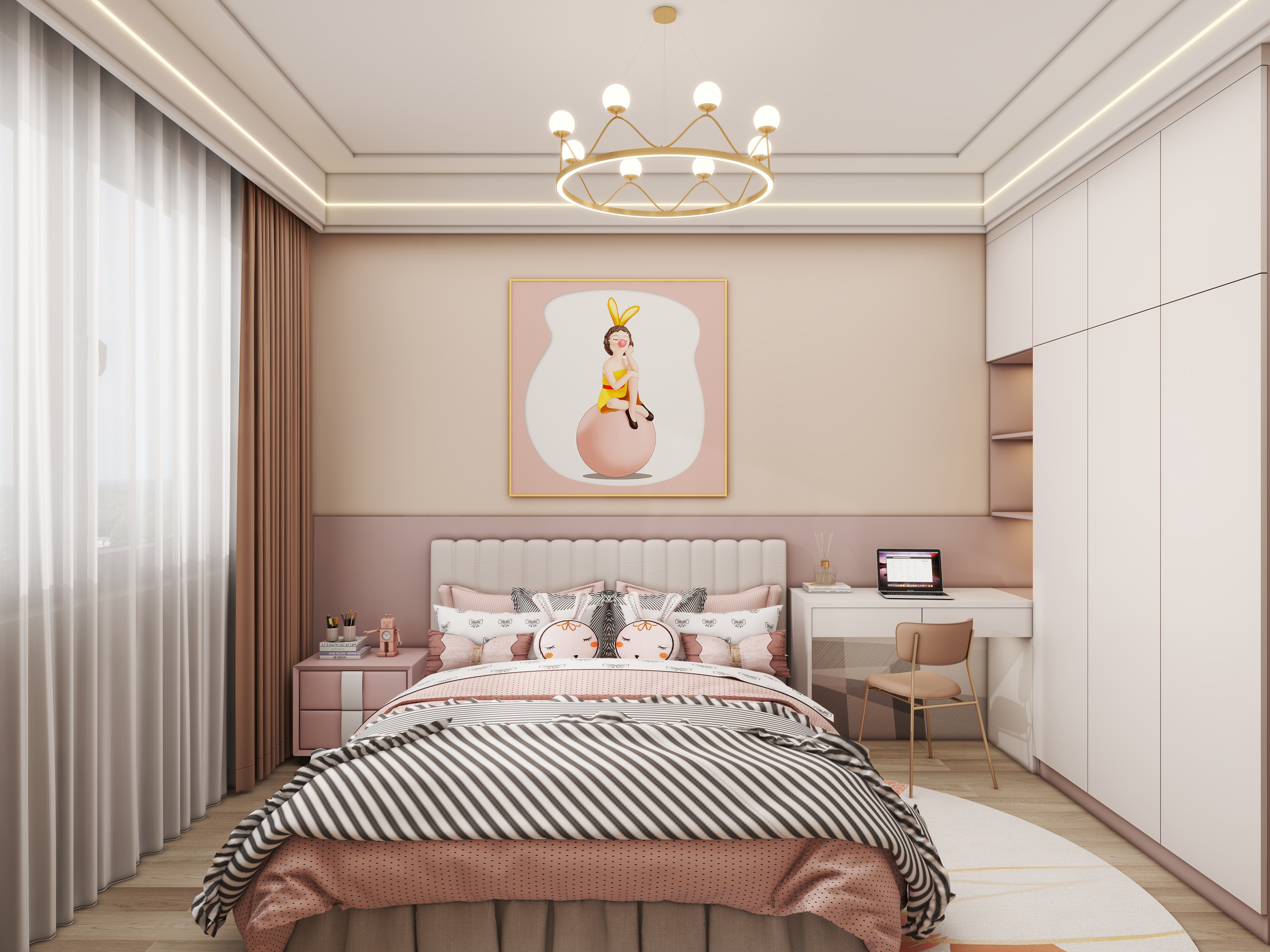 壹诺设计工作室-113㎡3室-奶油风 装修效果图