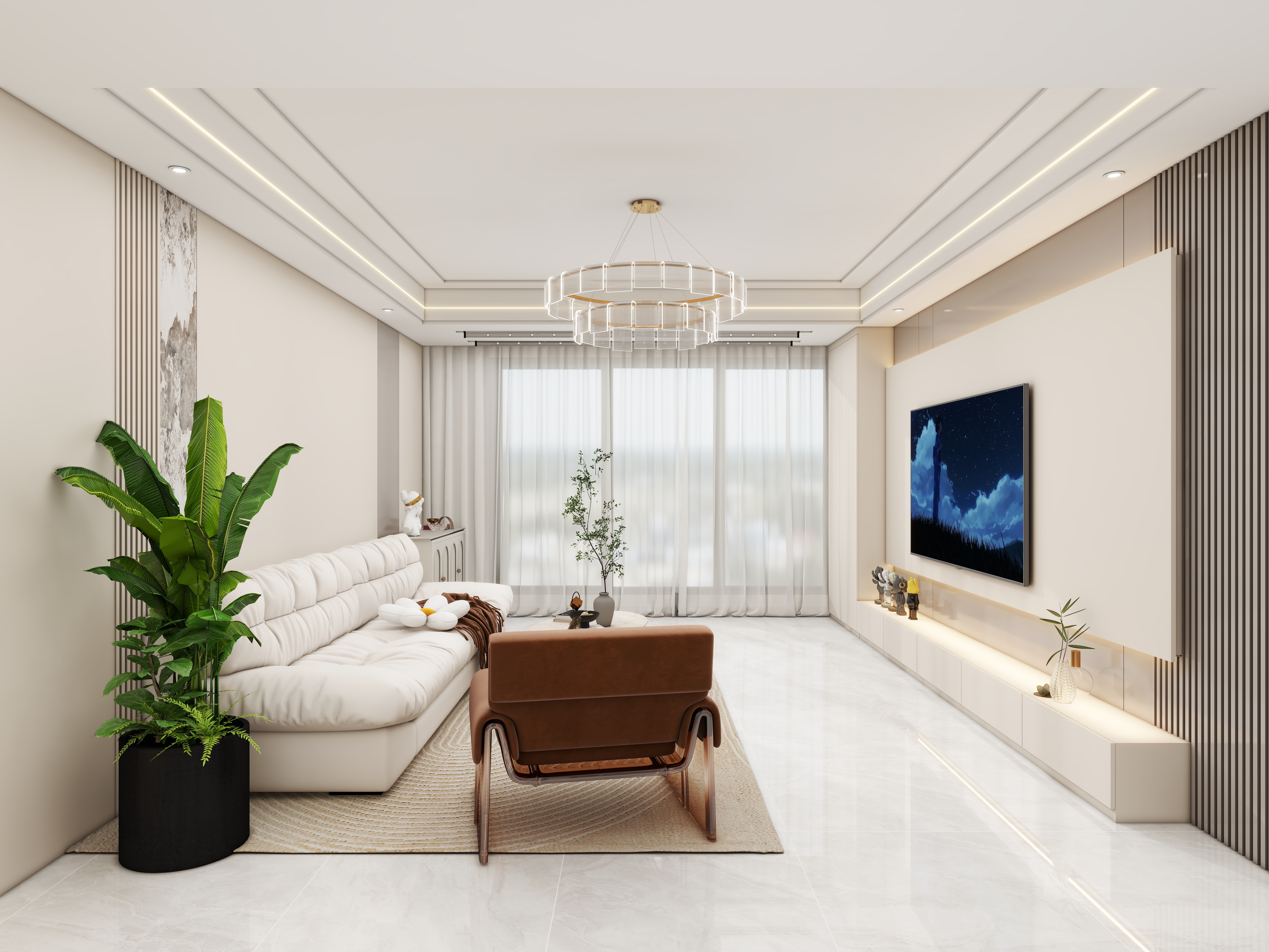 壹诺设计工作室-113㎡3室-奶油风 装修效果图