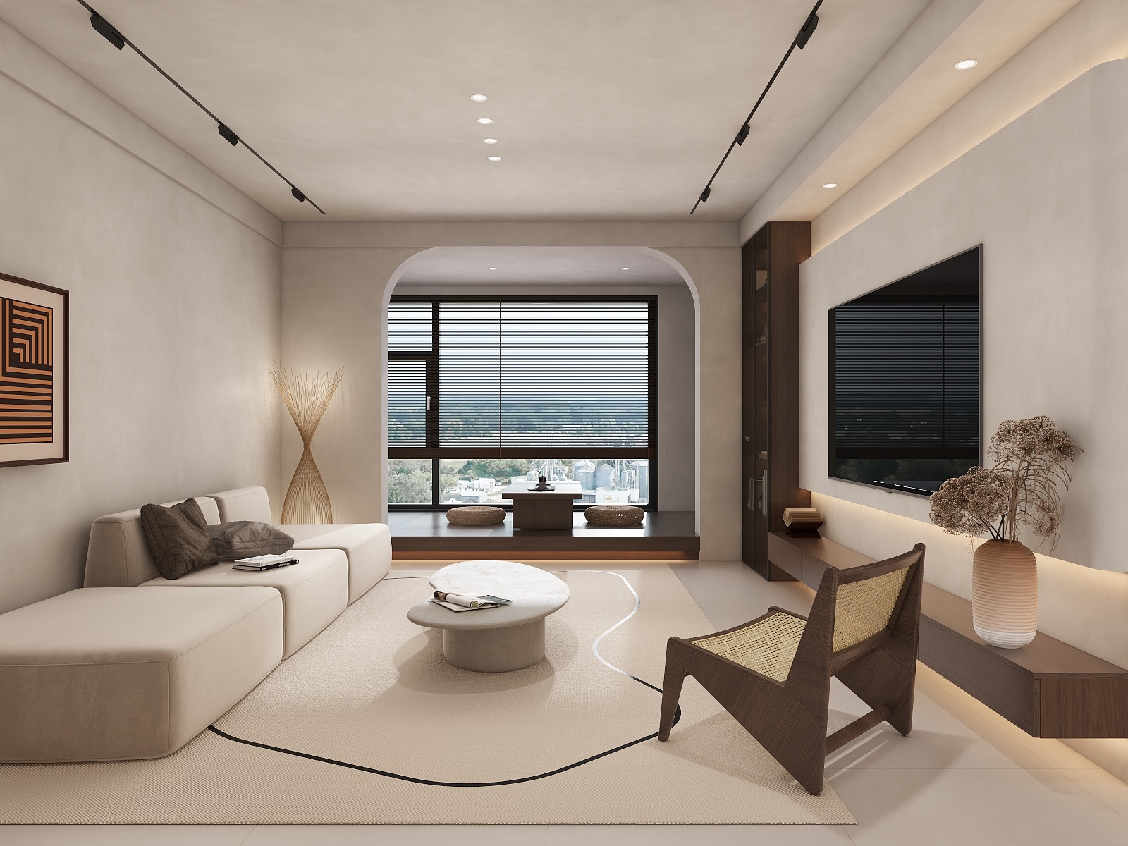 湛智华-现代中古风120平3房 乌托邦春天里装修效果图