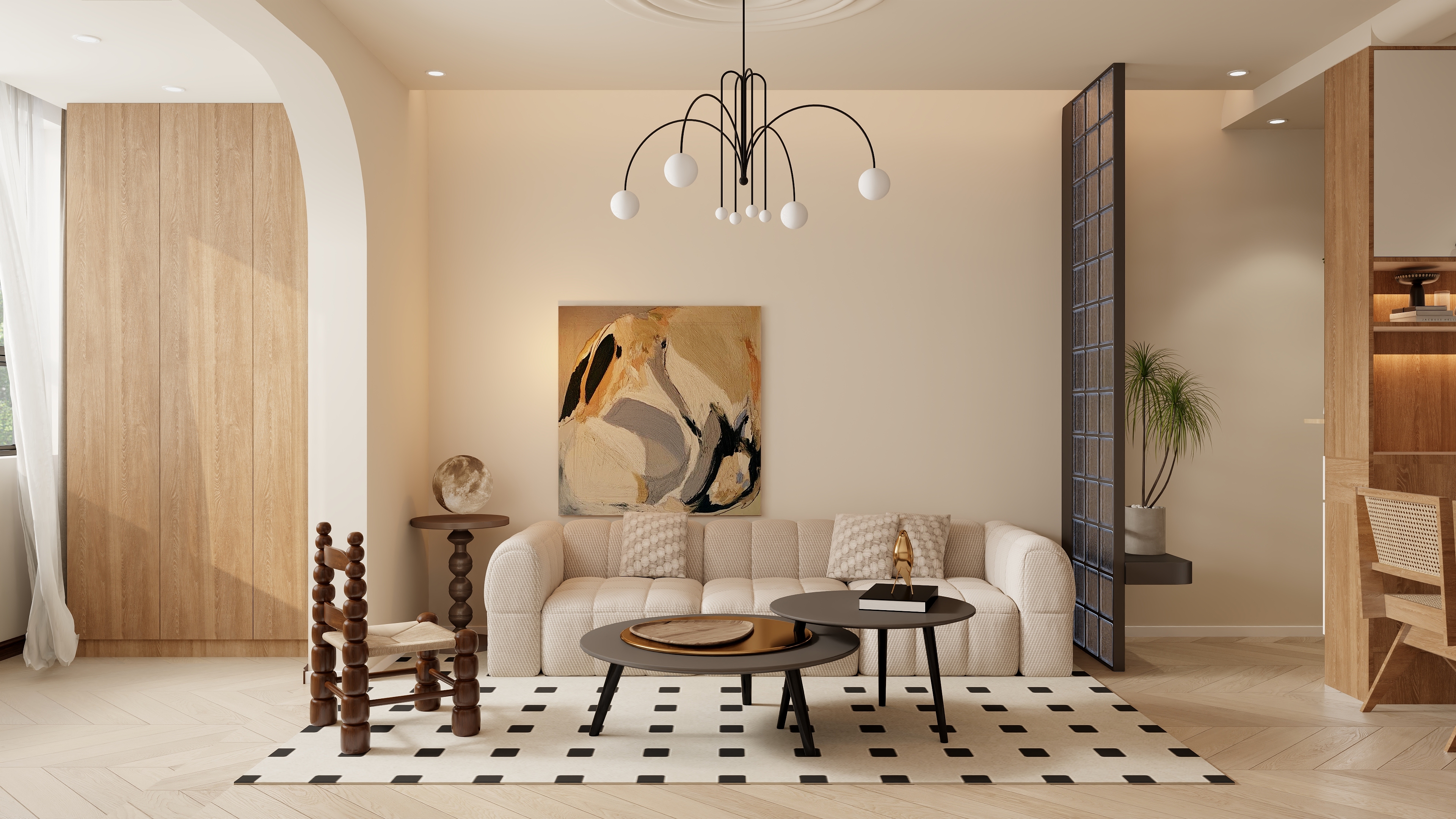 书涵|Harder-【西华苑】105m²奶油原木风三室空间装修效果图