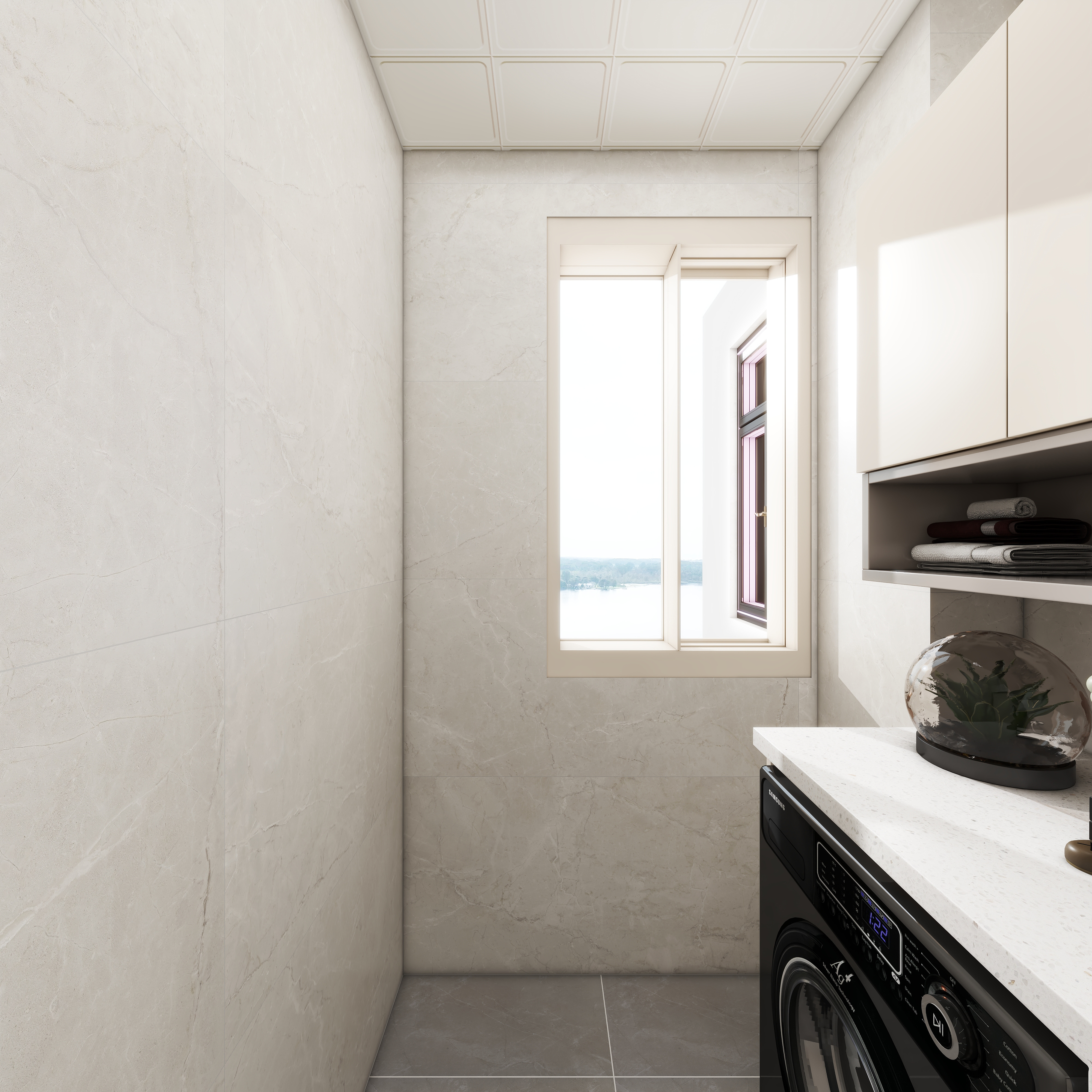 壹诺设计工作室-115㎡3室-奶油风一层卫生间装修效果图第1张