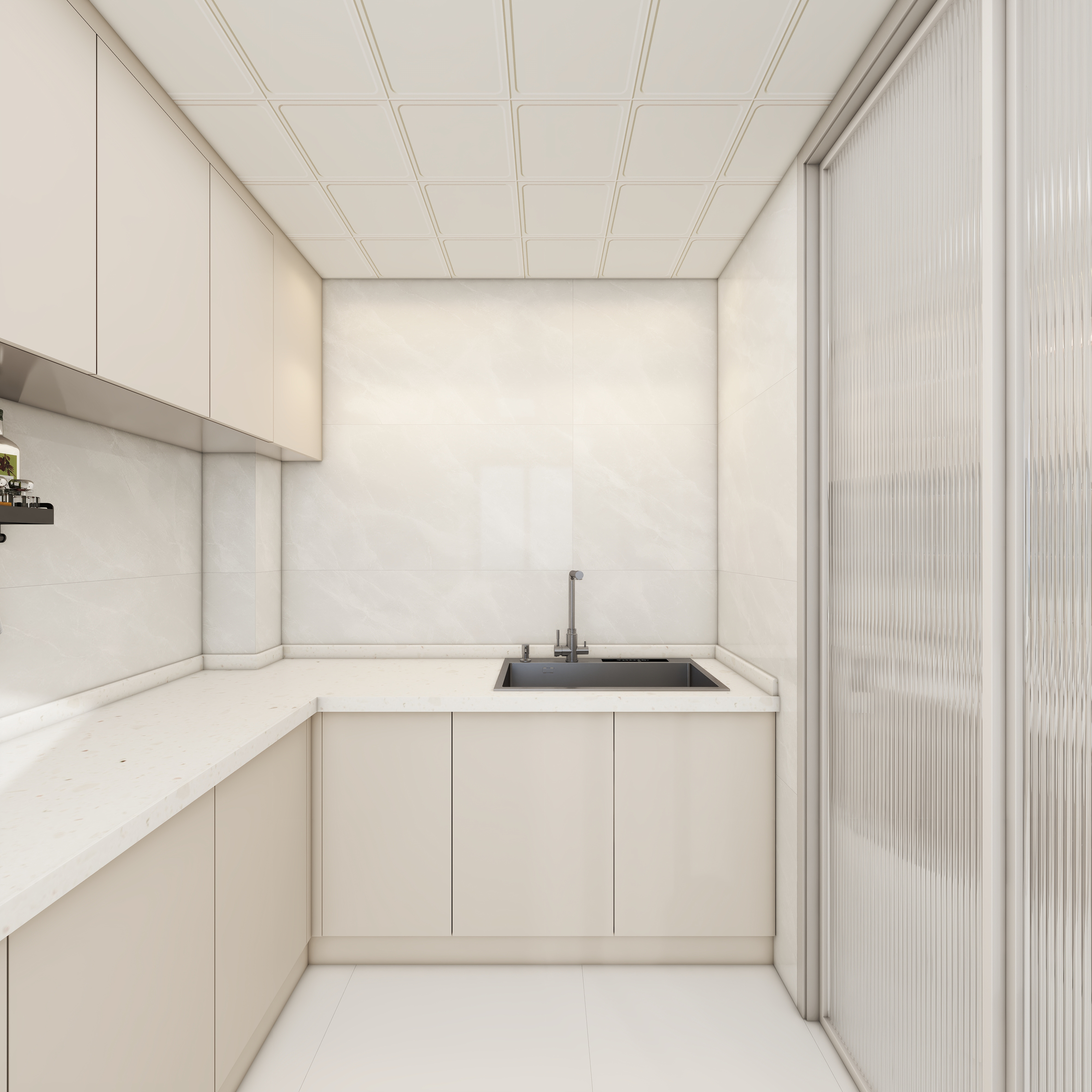 壹诺设计工作室-115㎡3室-奶油风一层厨房装修效果图第3张