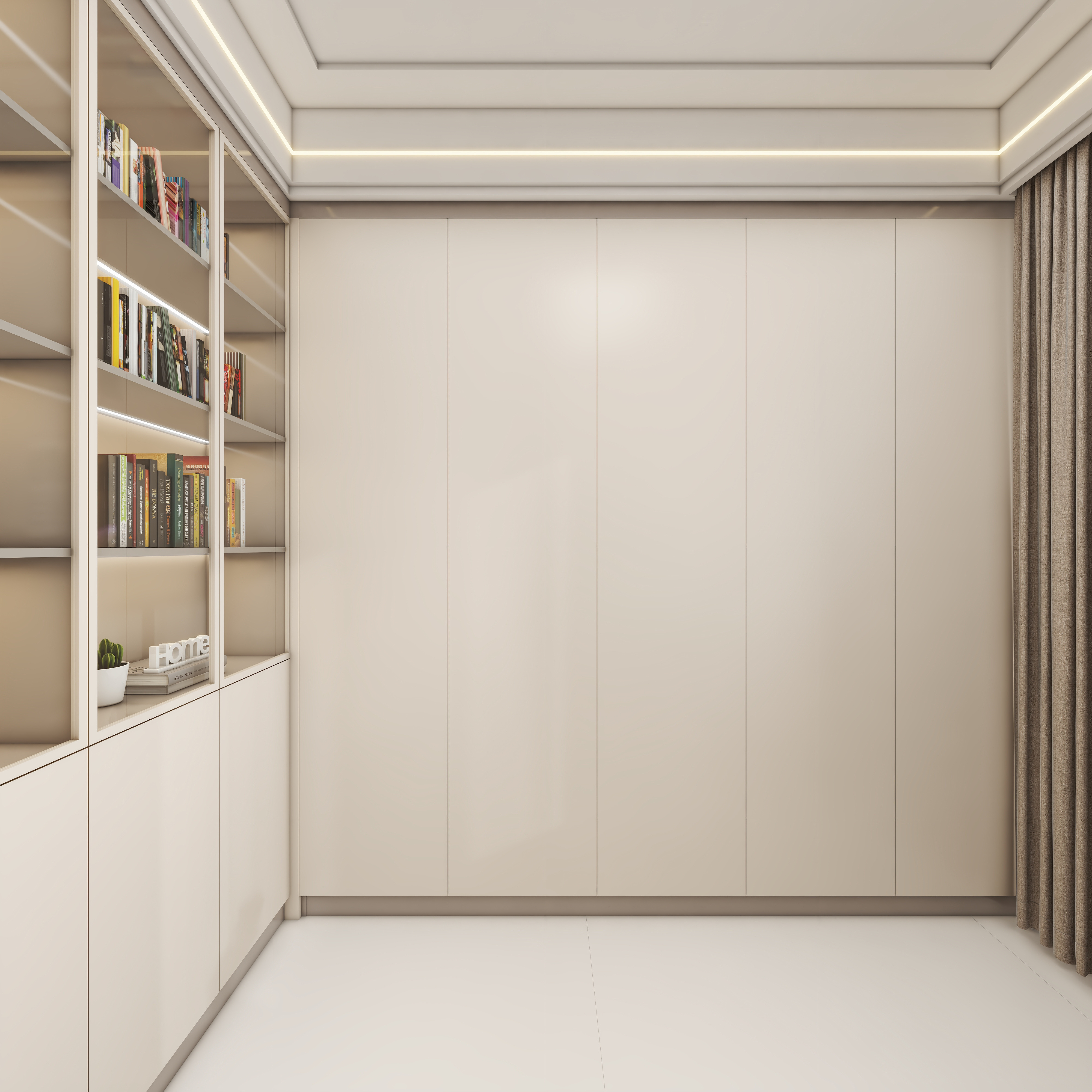 壹诺设计工作室-115㎡3室-奶油风一层多功能室装修效果图第3张