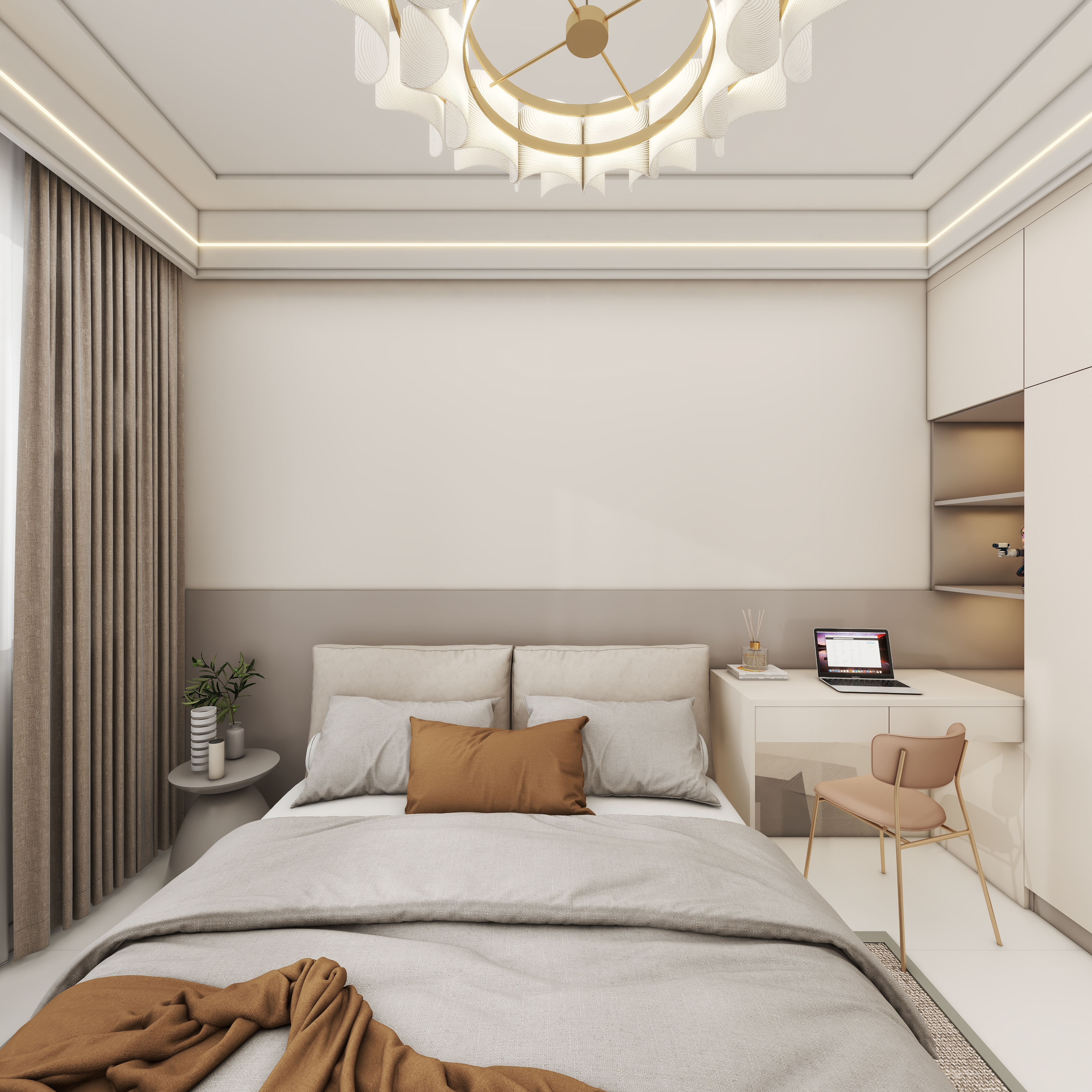 壹诺设计工作室-115㎡3室-奶油风一层儿童房装修效果图第3张