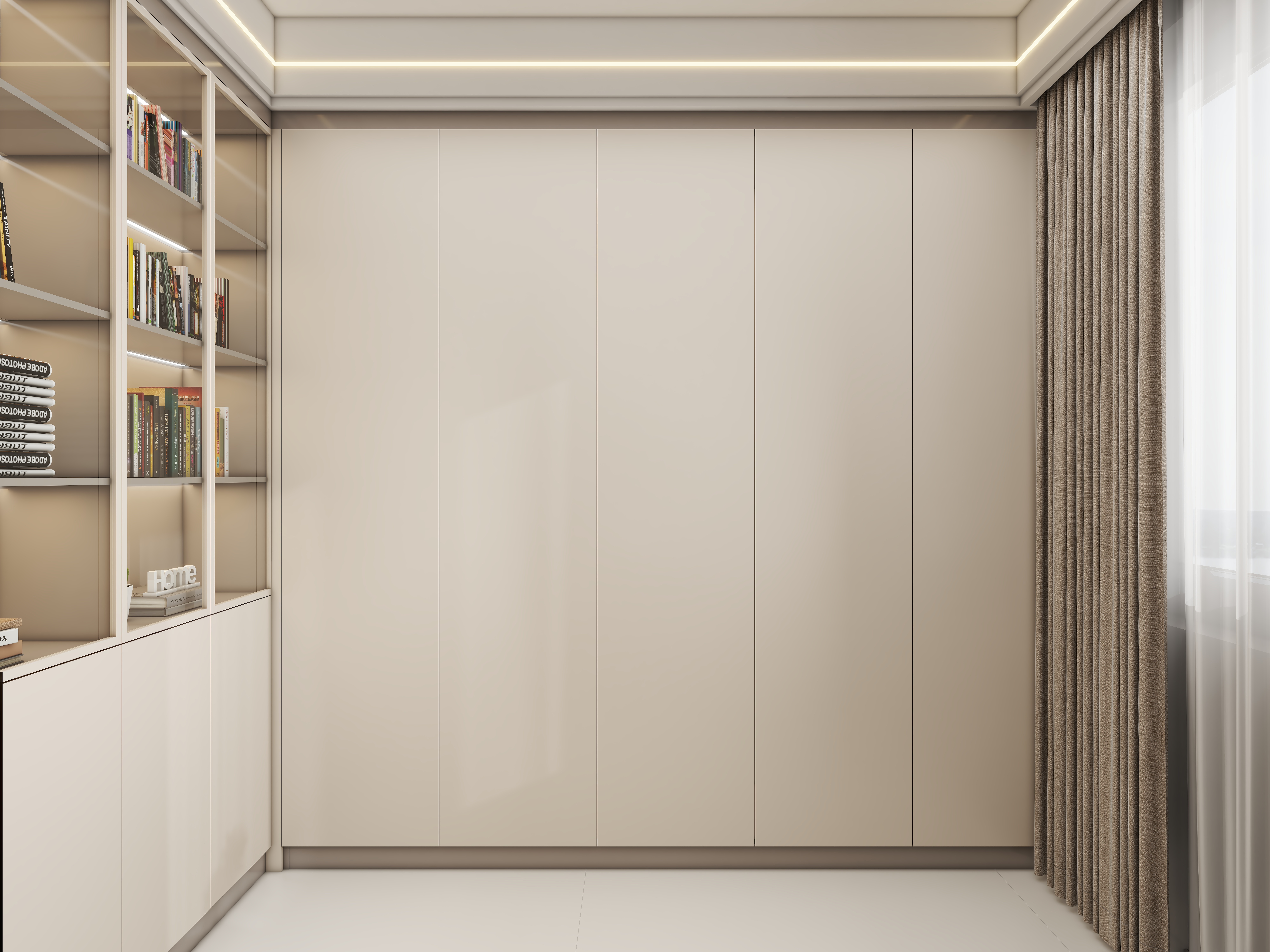 壹诺设计工作室-115㎡3室-奶油风一层多功能室装修效果图第1张