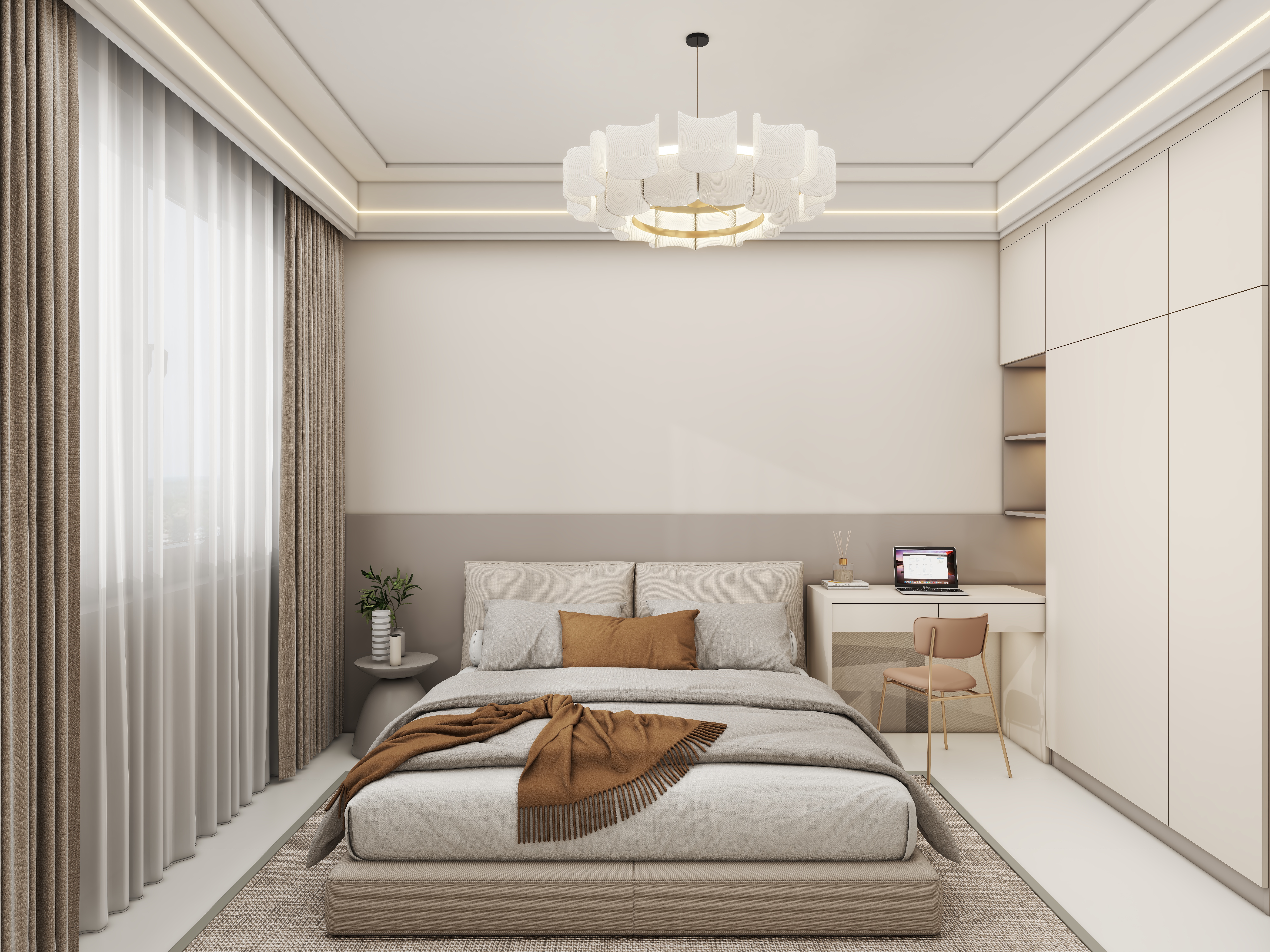 壹诺设计工作室-115㎡3室-奶油风一层儿童房装修效果图第1张