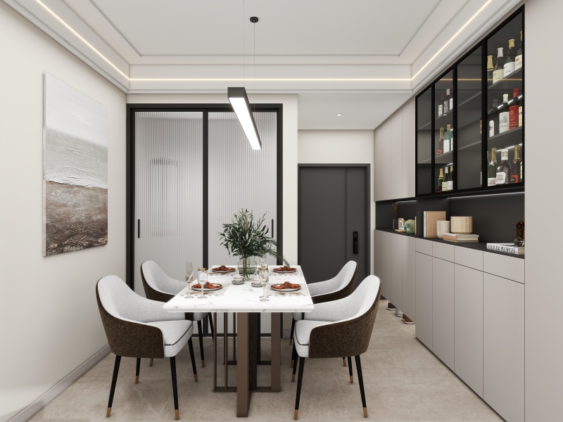 Modern Black-White Dining Room Elegance